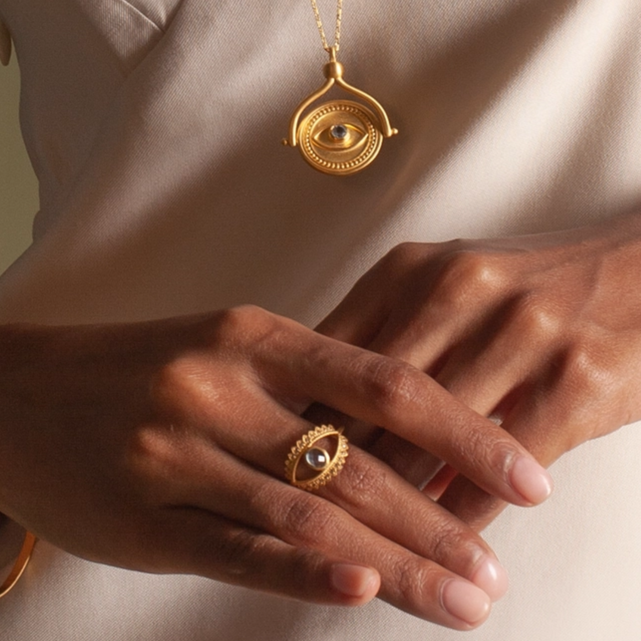 Fancy Blue Topaz Eye Ring