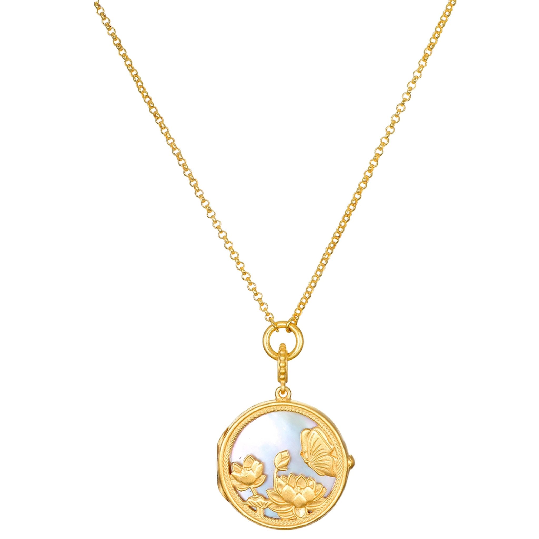 Take Flight Butterfly Pearl Locket Necklace 18”