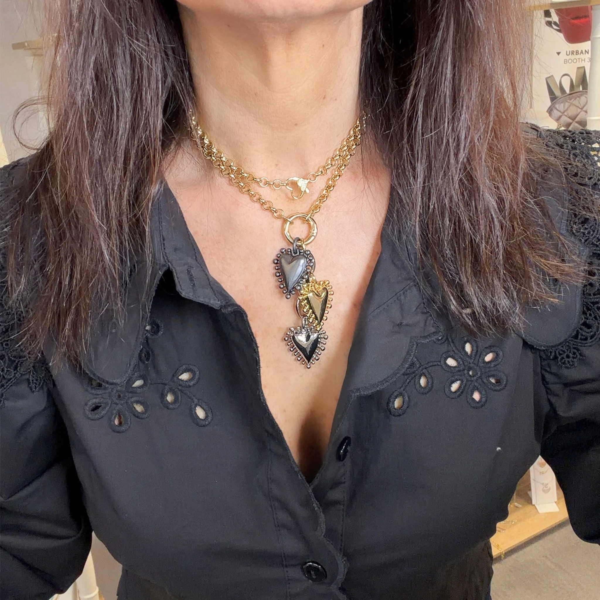 Falling Hearts Long Double Wrap Necklace