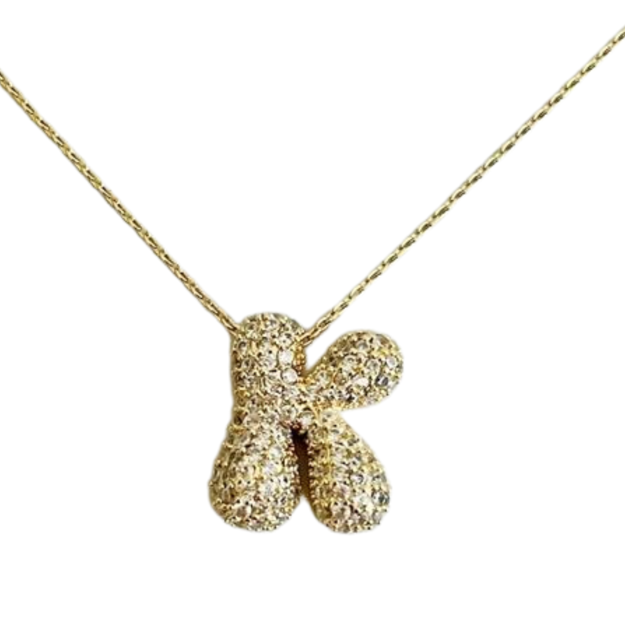 Crystal Bubble Initial Necklace