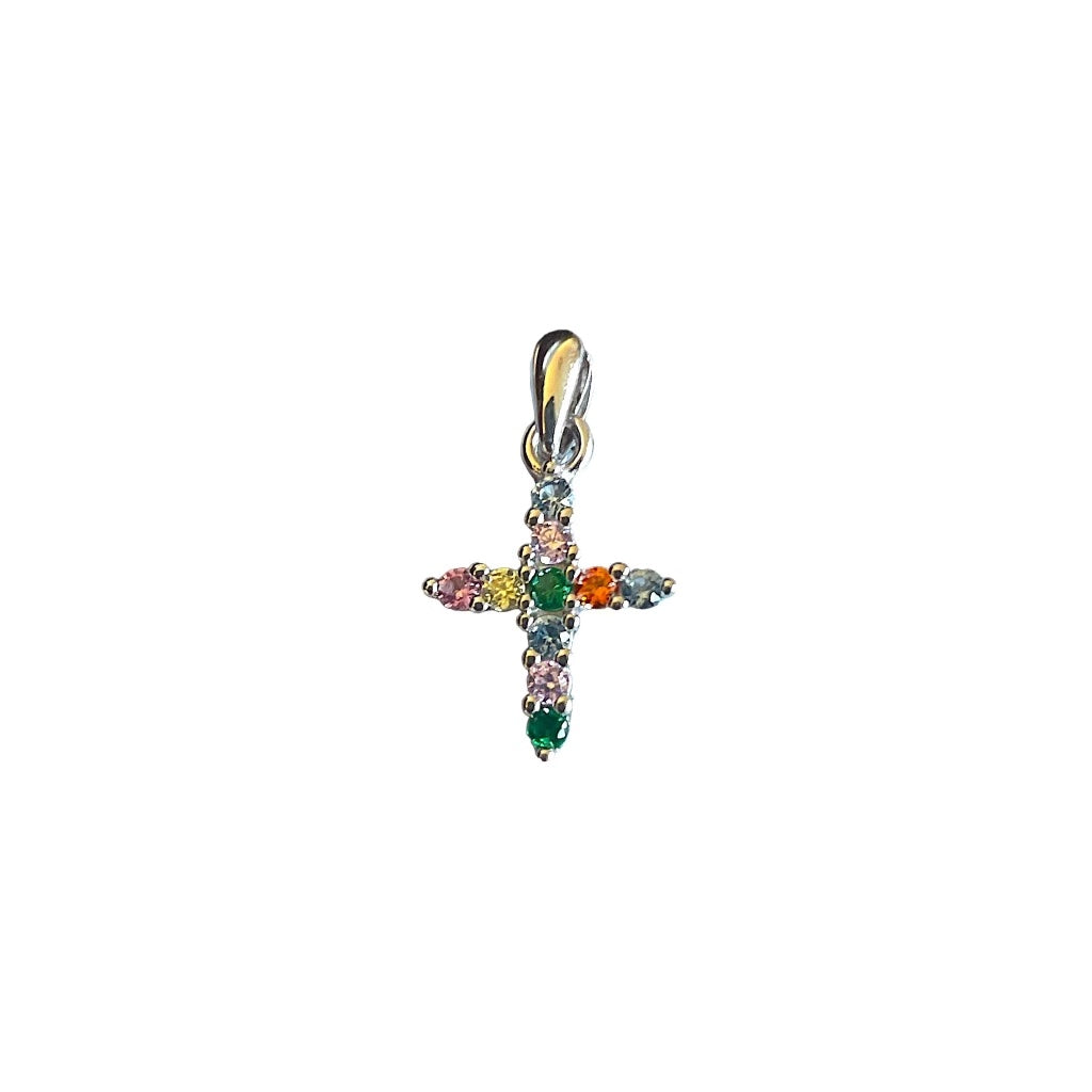 Multicolor Pastel Tiny Cross Charm