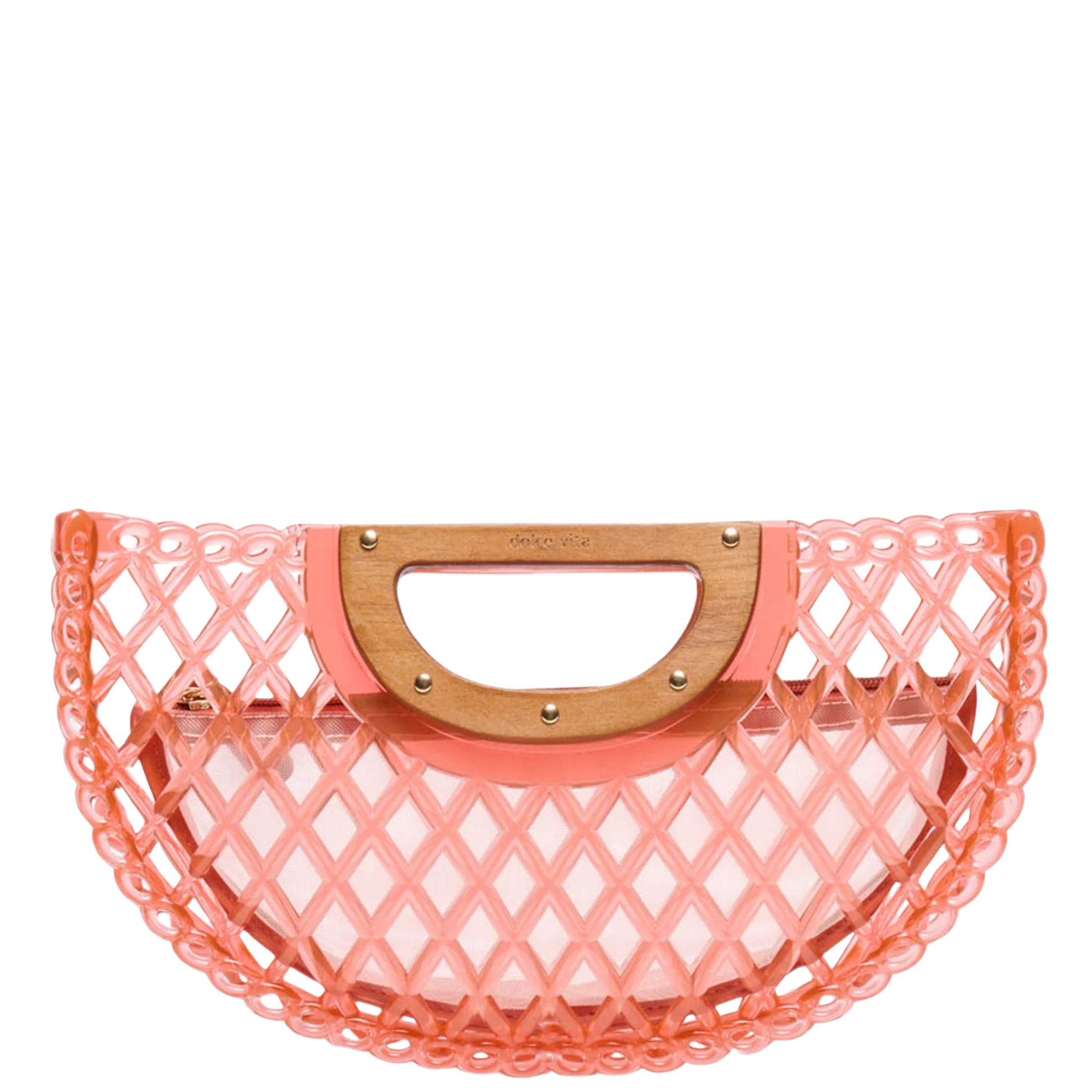 Dolce Vita Solandra Clutch in tortoise jelly with multicolor daisies design, compact accessory with a glossy finish.