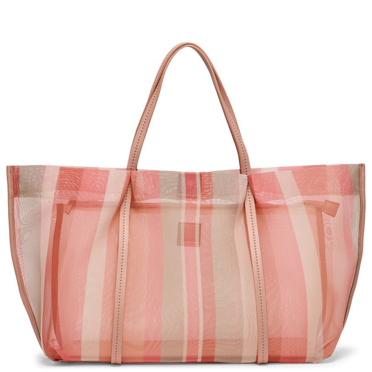 Aislin Coral Stripe Mesh Tote