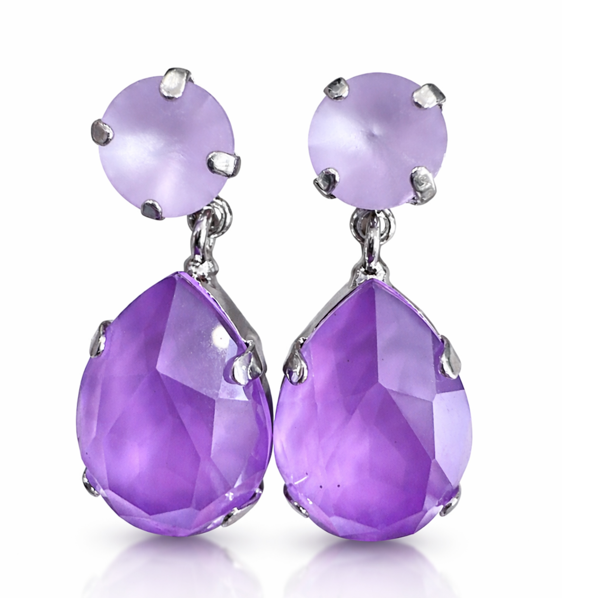 Multicolor pear drop earrings by Private Label featuring vibrant, dangling pear-shaped design with colorful accents.