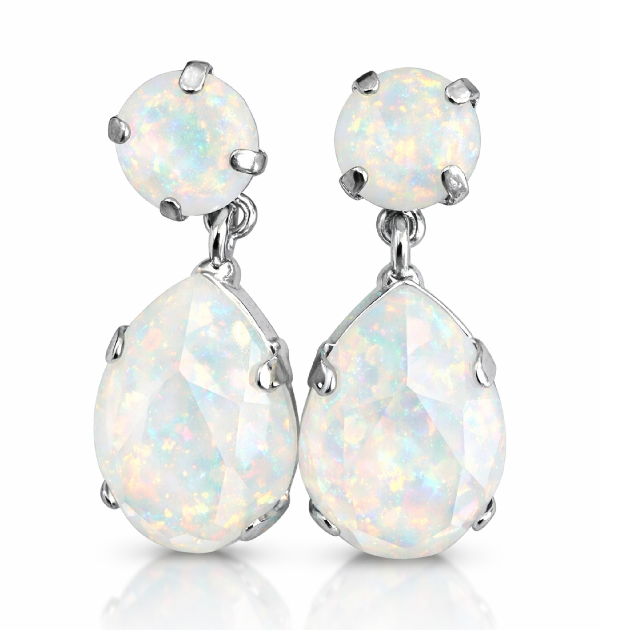 Colorful pear drop earrings by Private Label featuring multicolor design and clip-on style, shown on a white background.