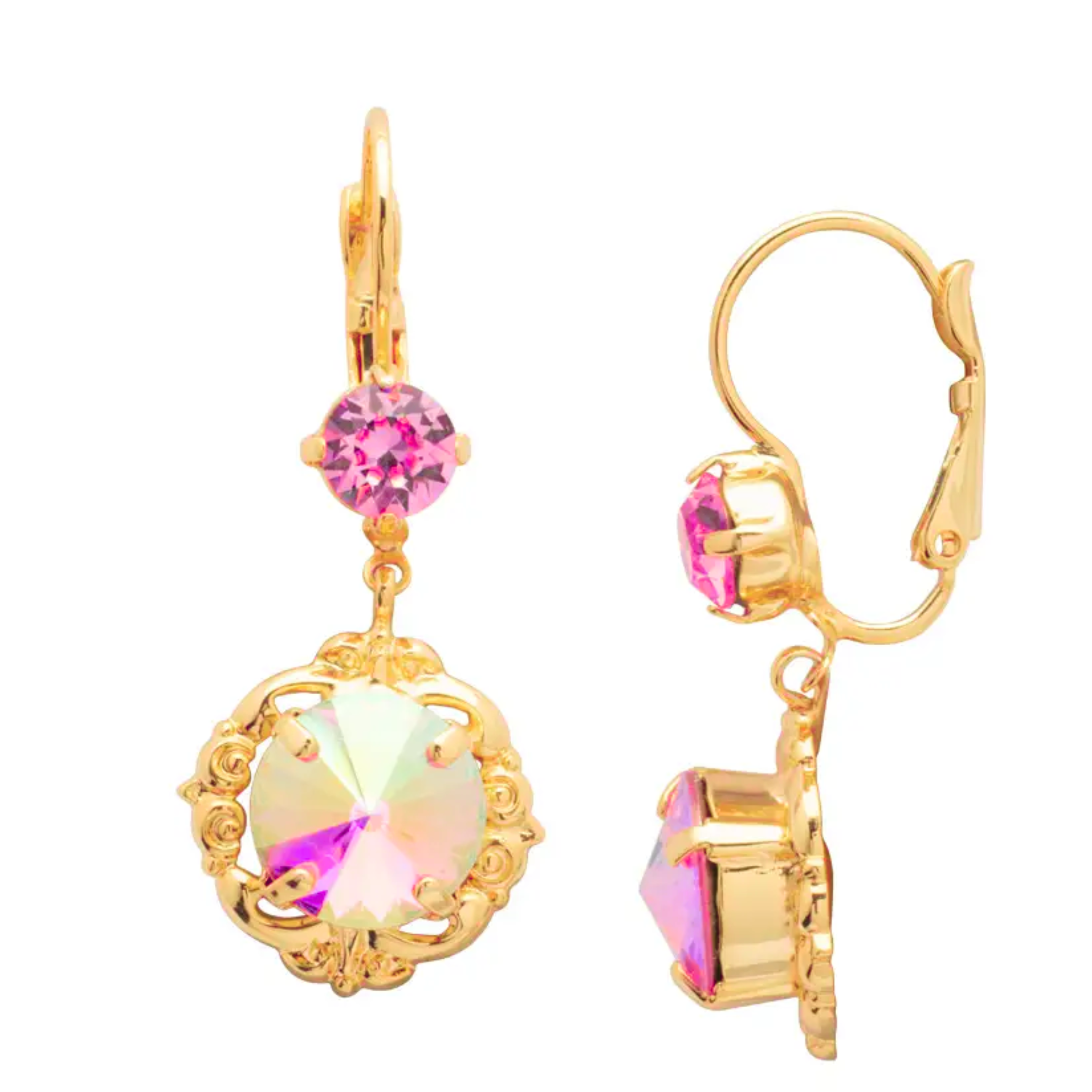 Sorrelli Lori Dangle Earrings with multicolor daisies and clip-on design, showcasing vibrant floral jewelry accessory.
