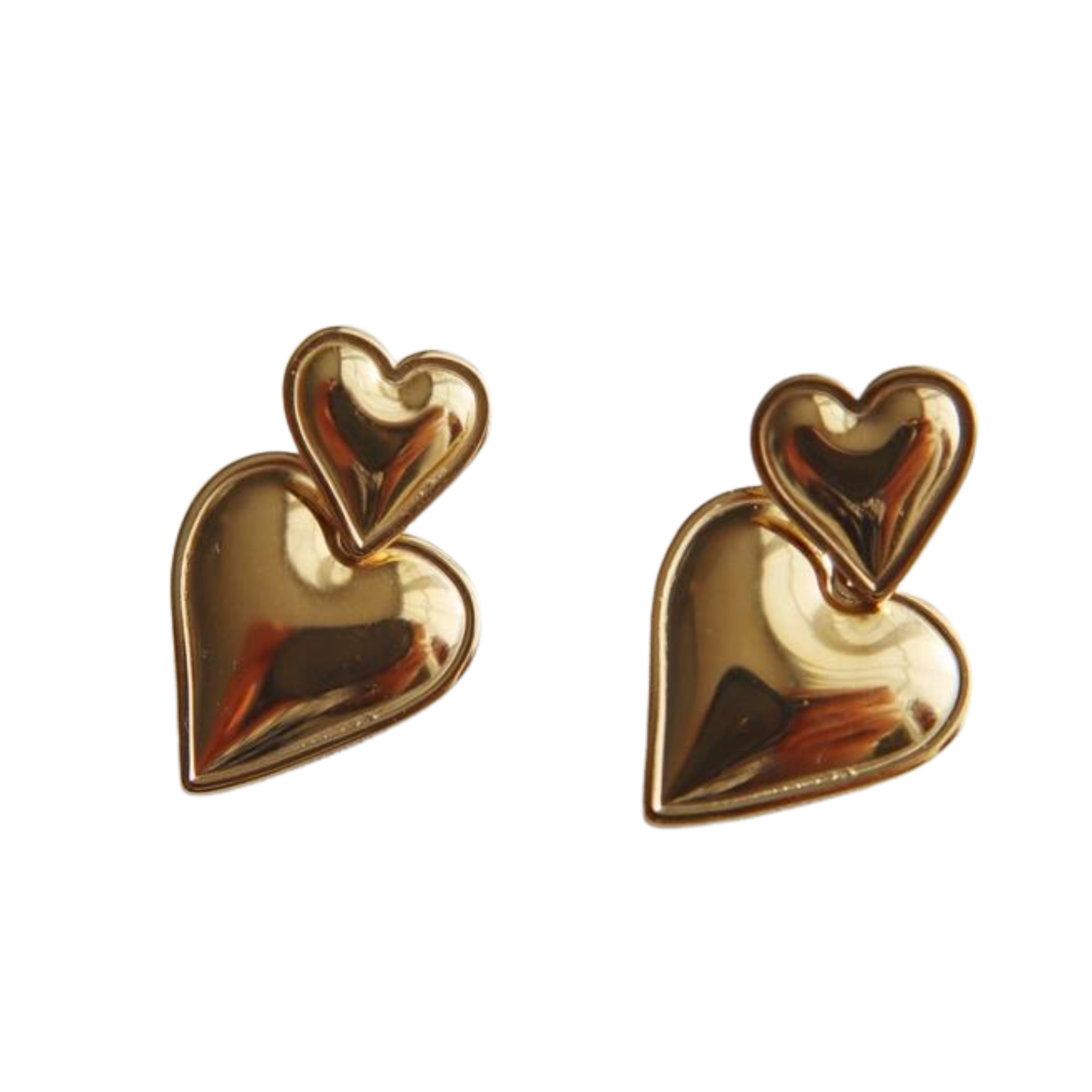 Double Heart Drop Earrings