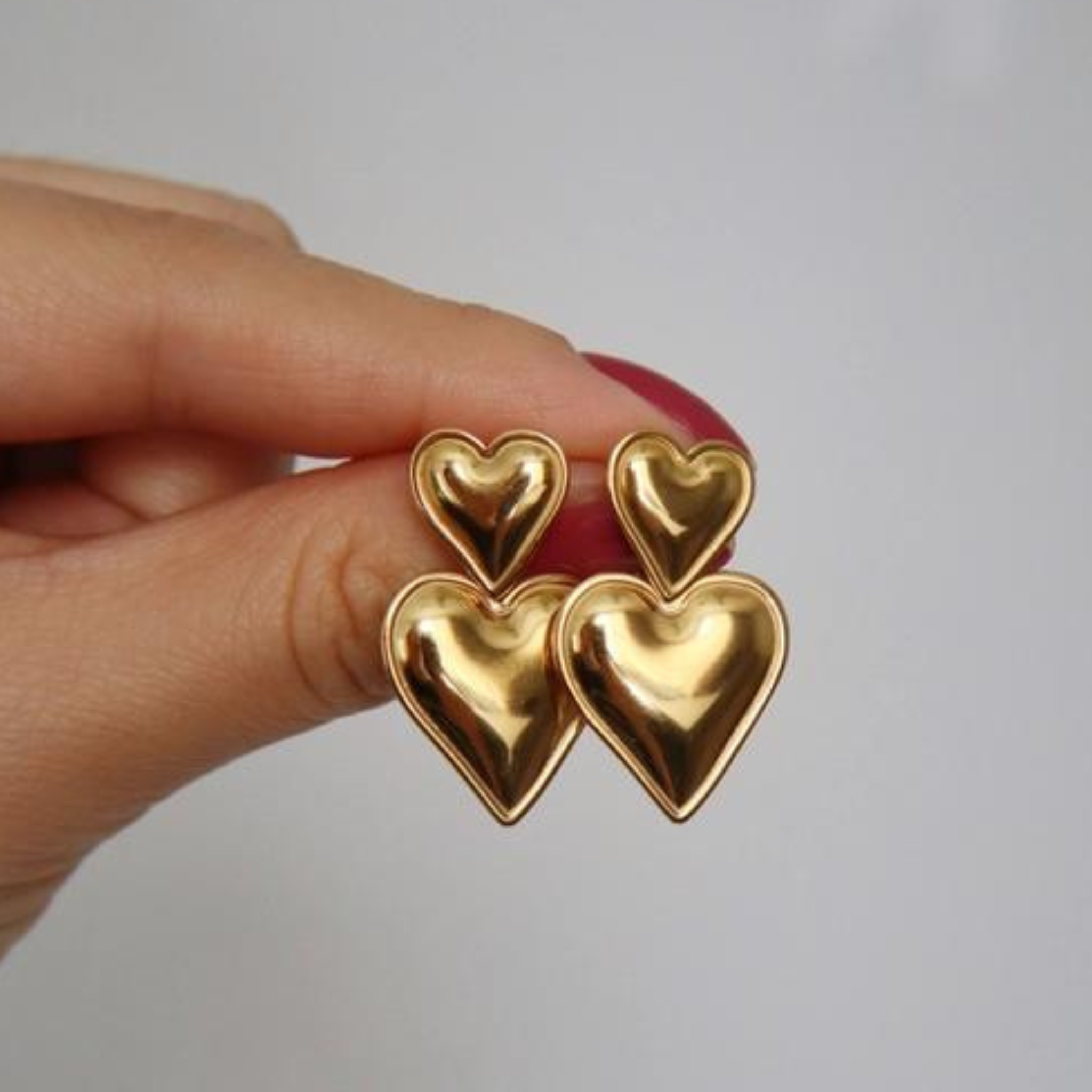 Double Heart Drop Earrings