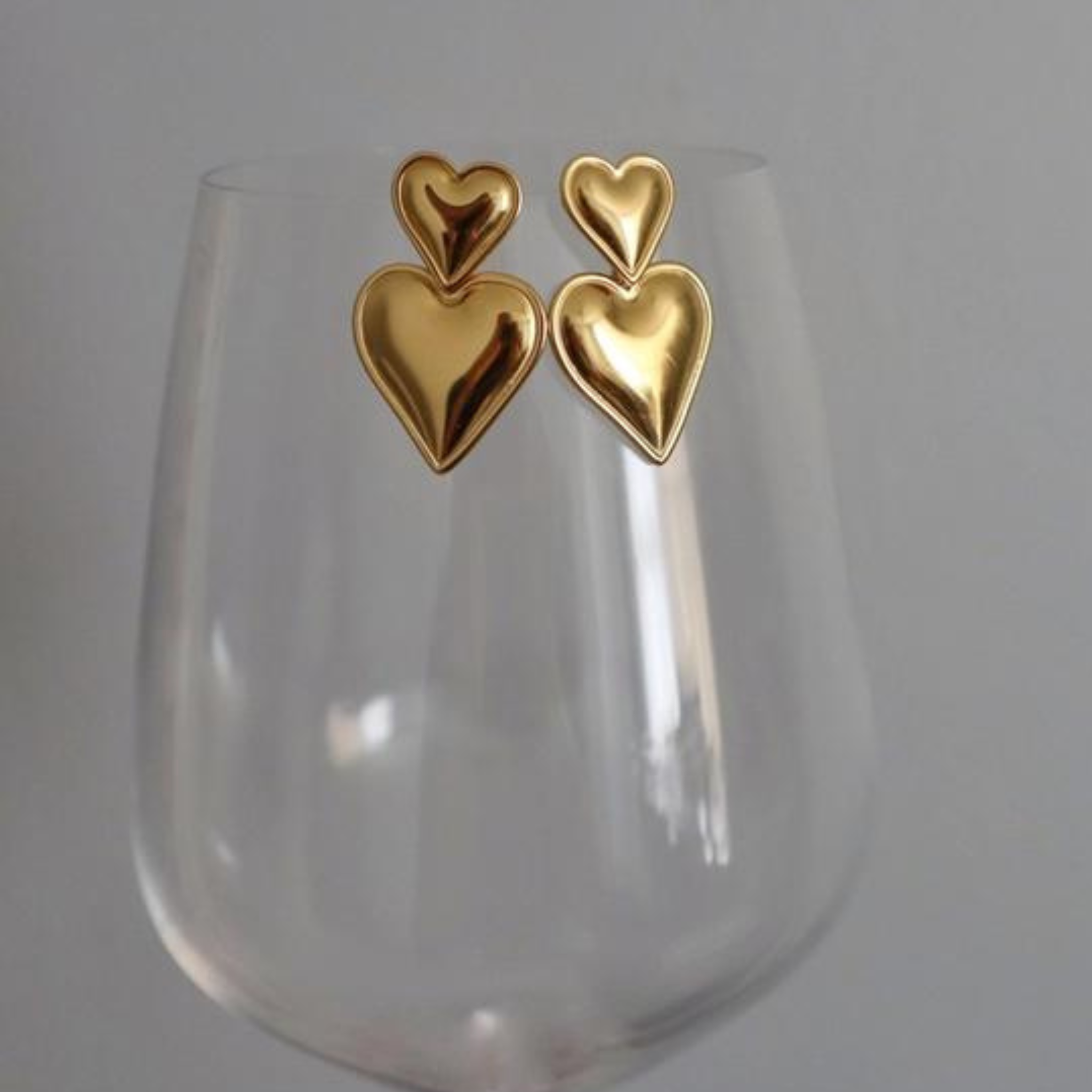 Double Heart Drop Earrings