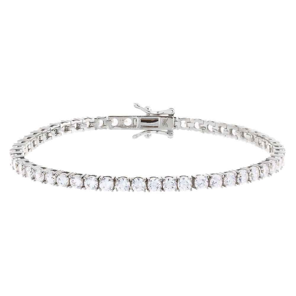 3MM Sterling Silver Platinum Handset Tennis Bracelet - B1024SS