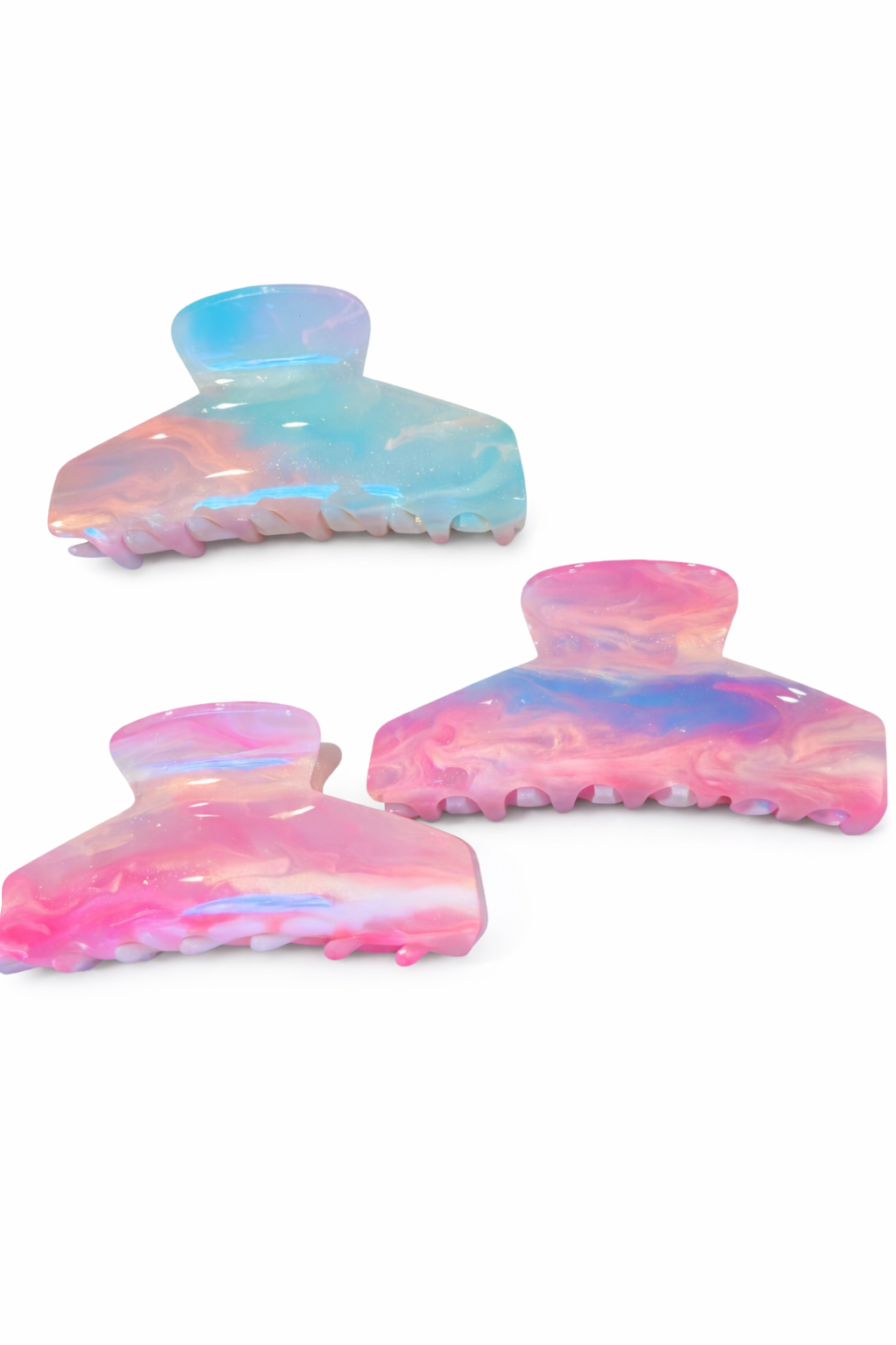 Shimmer Marbled Hair Claw Clip – Glossy Pastel Claw