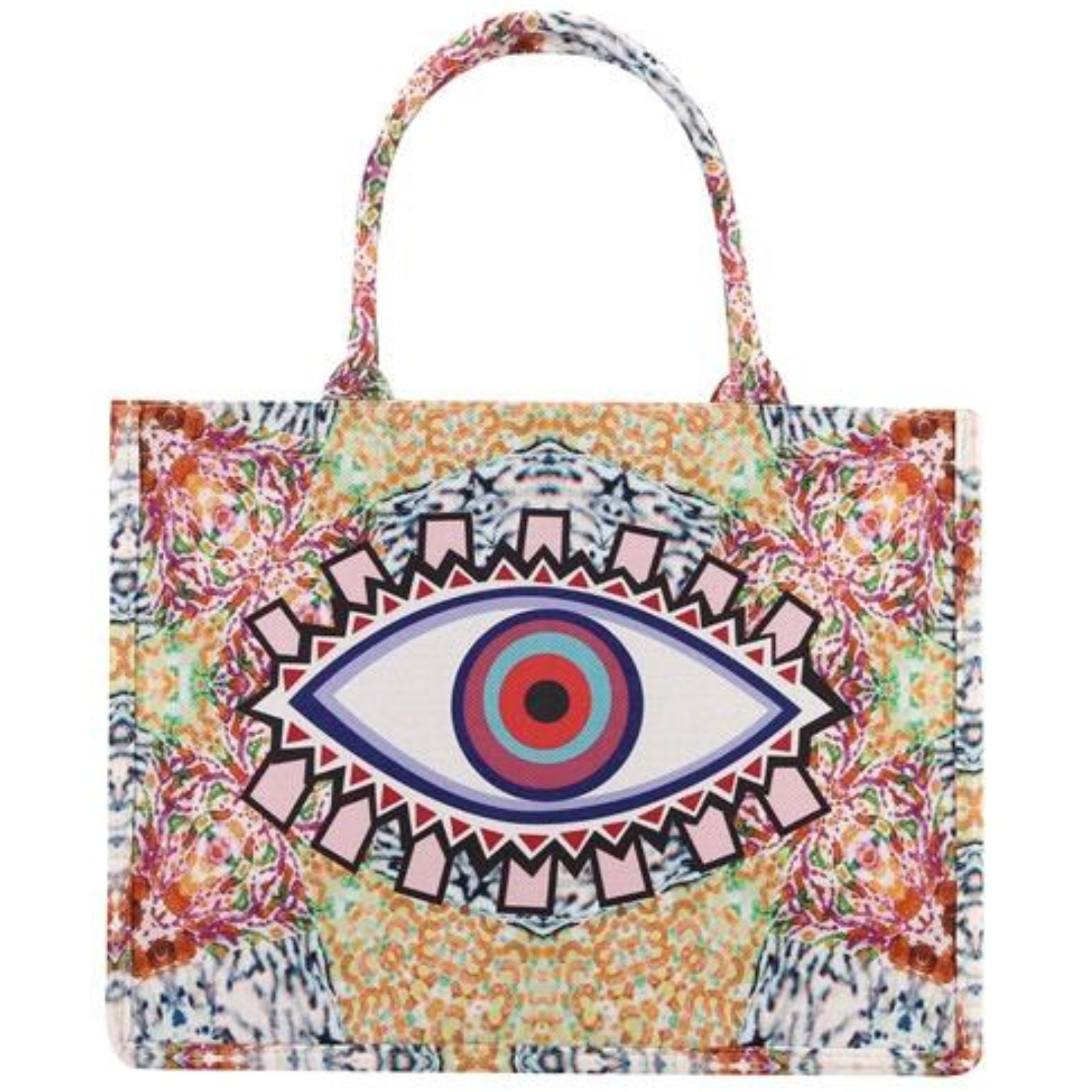 Multicolor Evil Eye Theme Tote Handbag