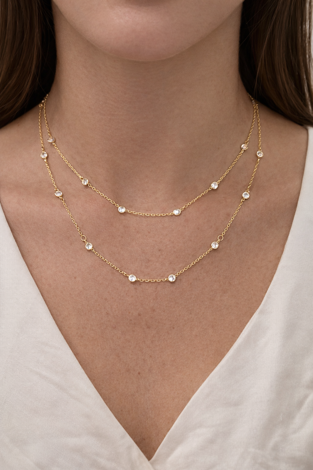 Diamond Layered CZ Necklace - Sterling Silver 925