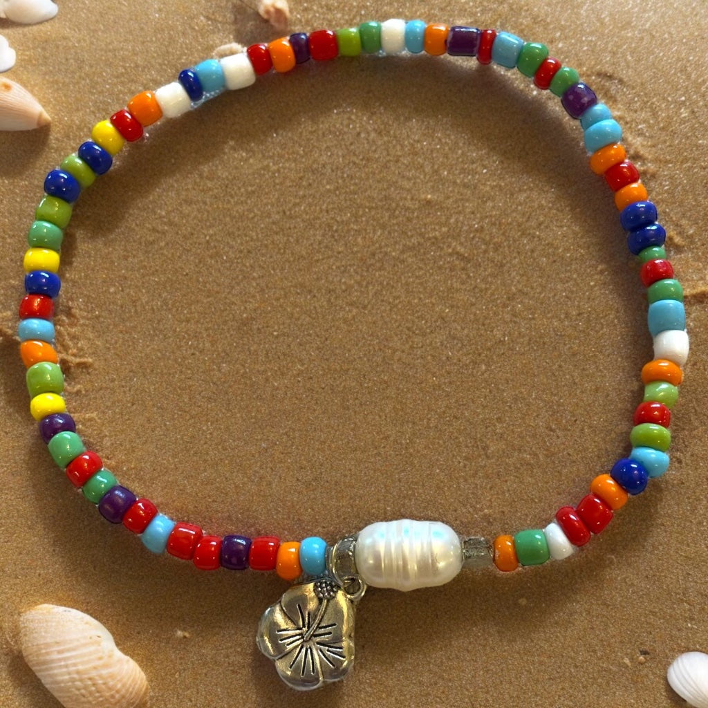 Rainbow Multi Seed Bead Anklets