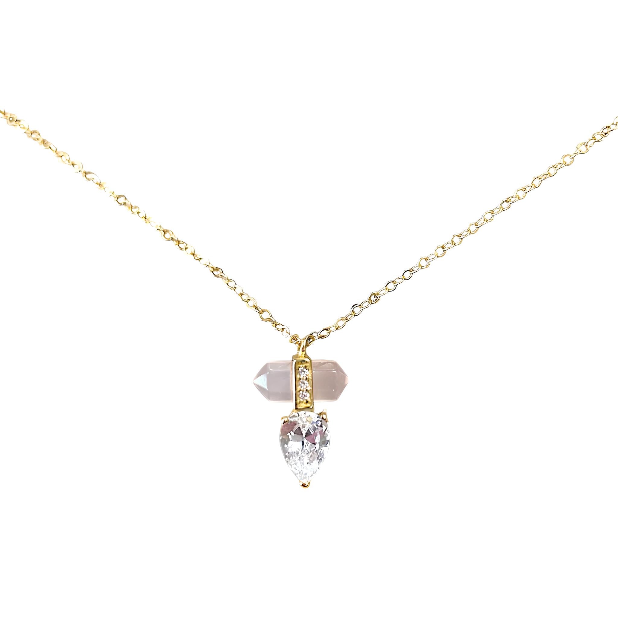 Crystal with CZ Droplet Necklace