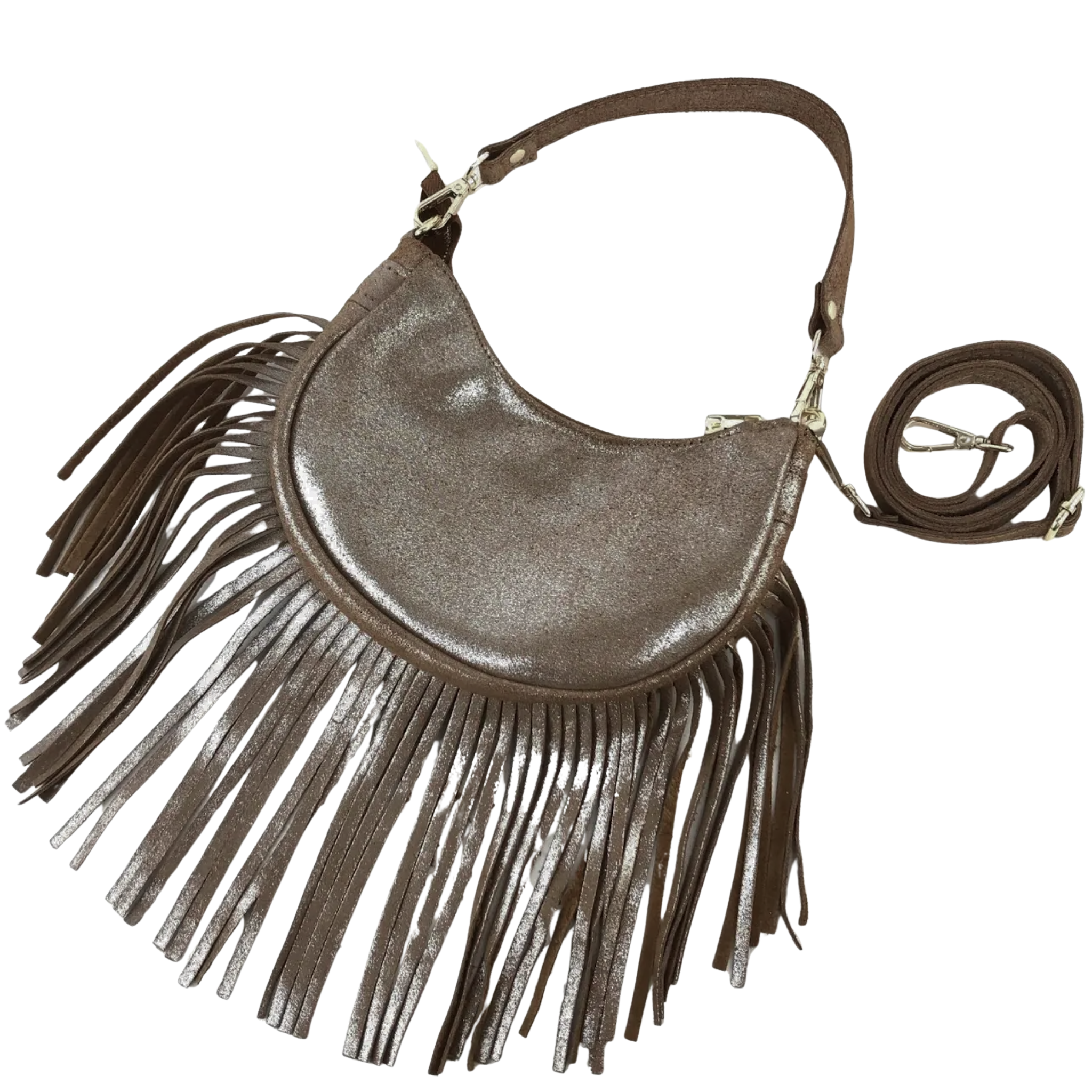 Liora Glossy Glitter Fringe Crossbody