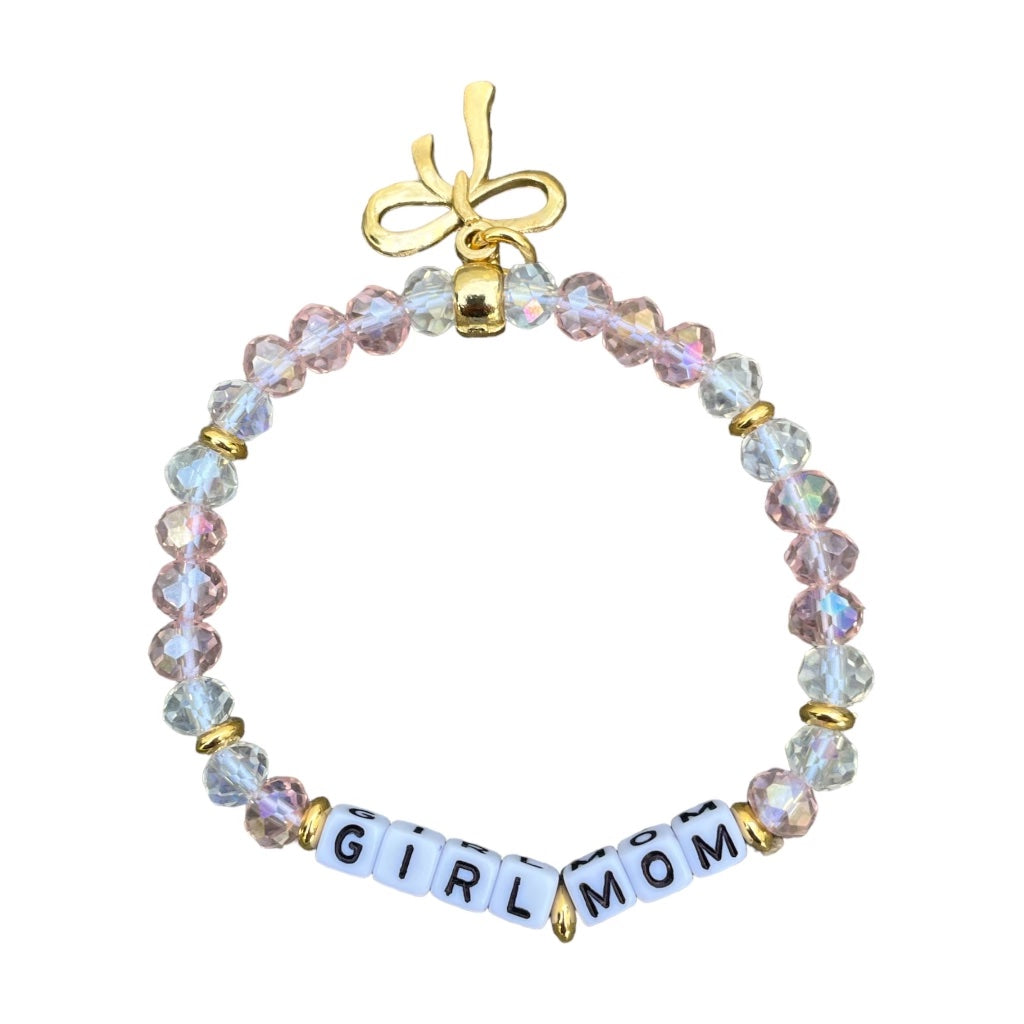 Girl Mom Crystal Beaded Bracelet