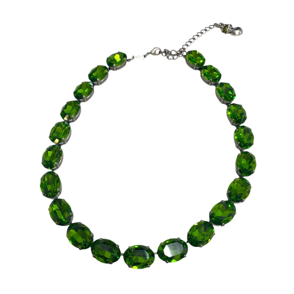 Anna Wintour Inspired Fine Crystal Oval Necklace