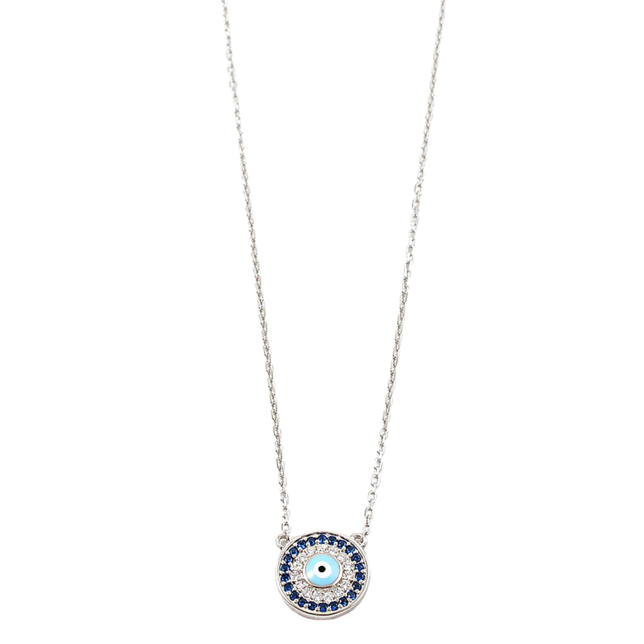 CZ Circle Evil Eye Dainty Pendant Necklace