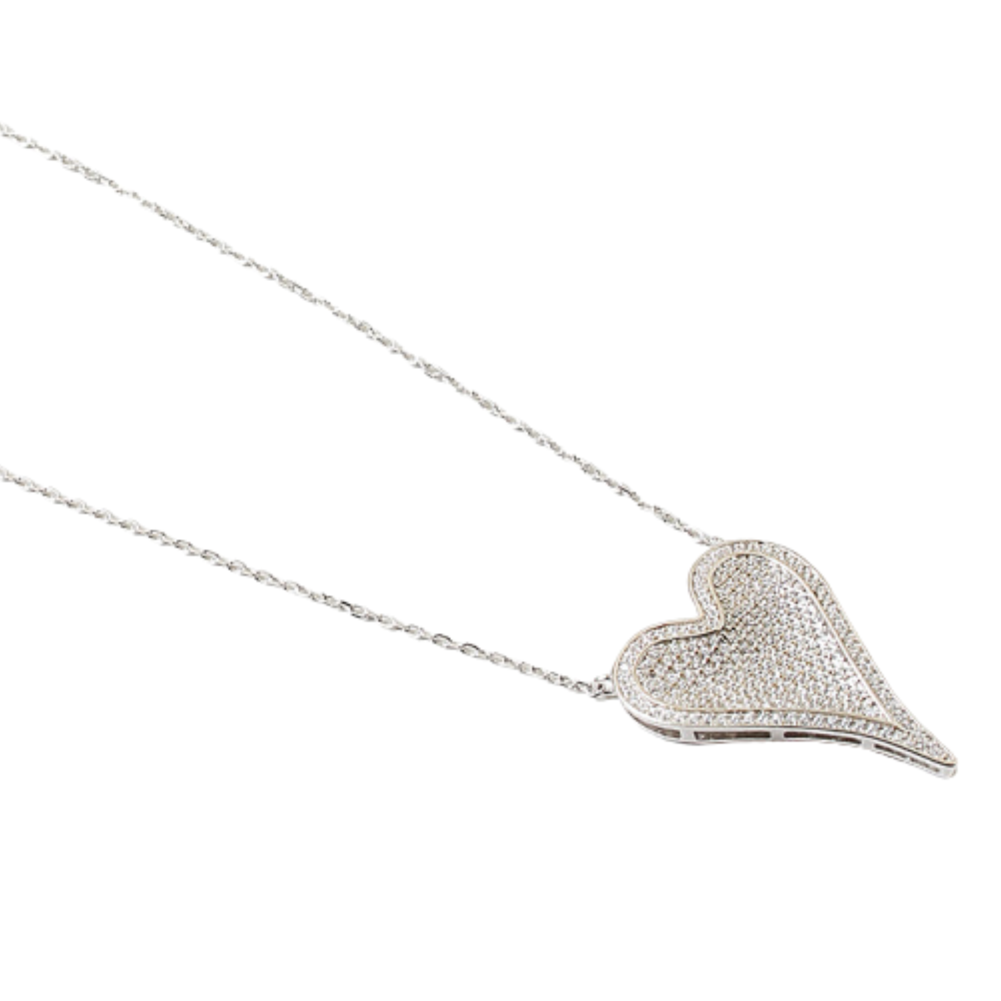 3D Large Pave Heart Necklace