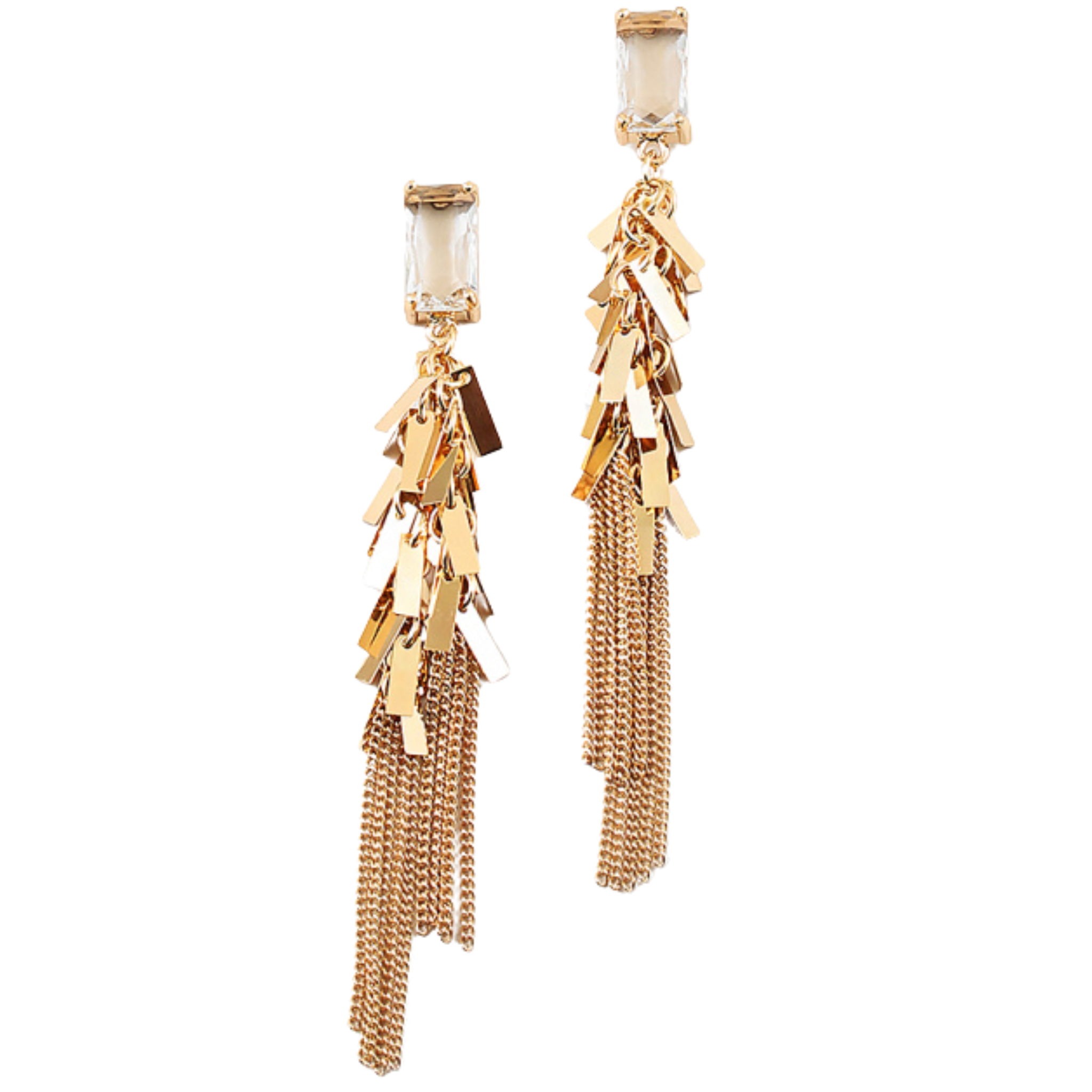 Clear and gold drop earrings