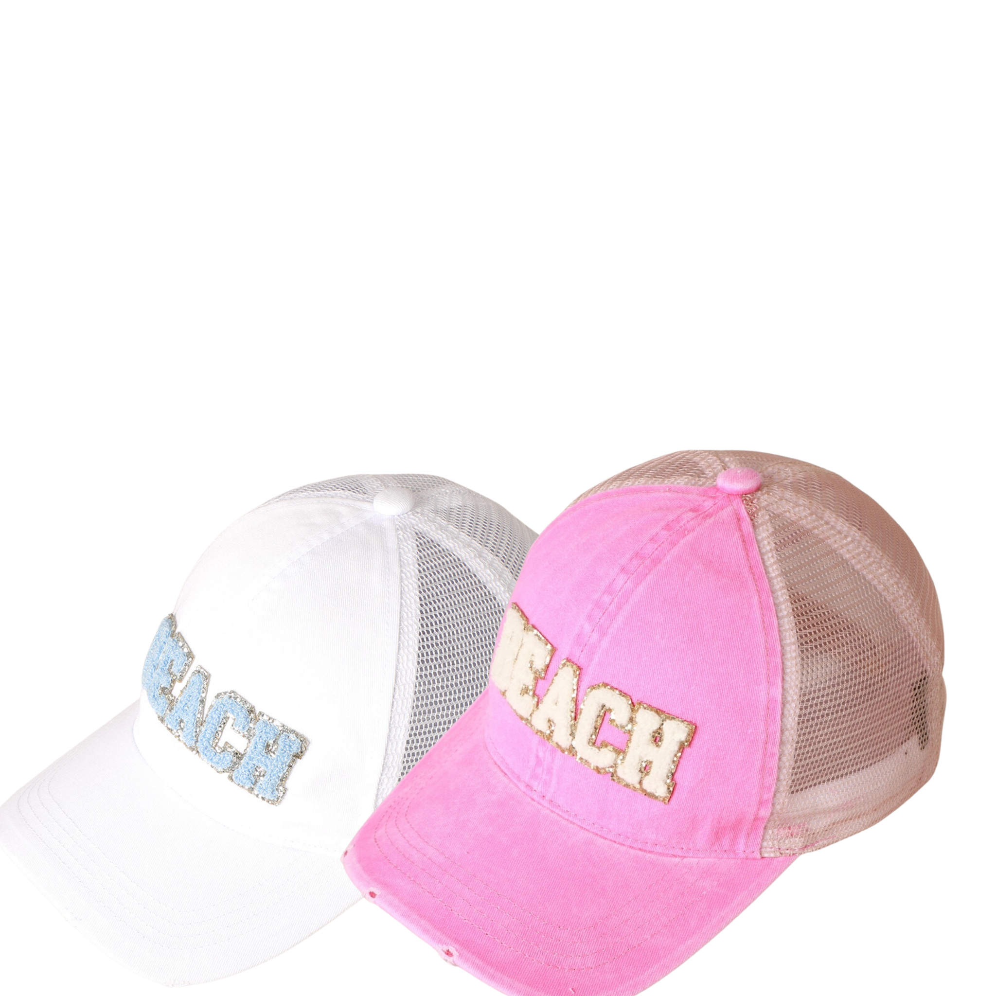 Beach Chenille Letter Patch Mesh Back Baseball Cap