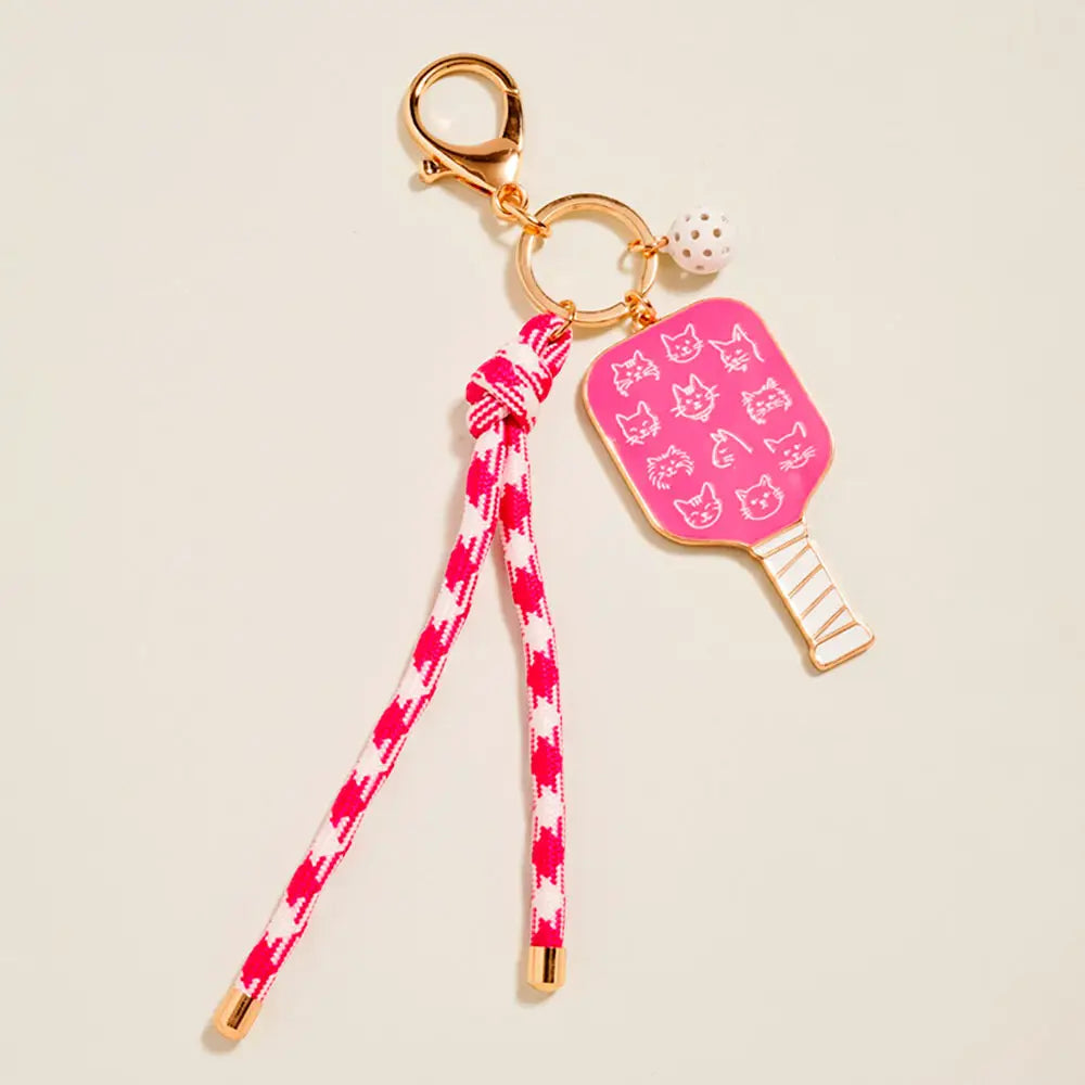 Private Vendor sardine pickleball paddle bag charm with knot strap keychain, decorative accessory for bags and backpacks.
