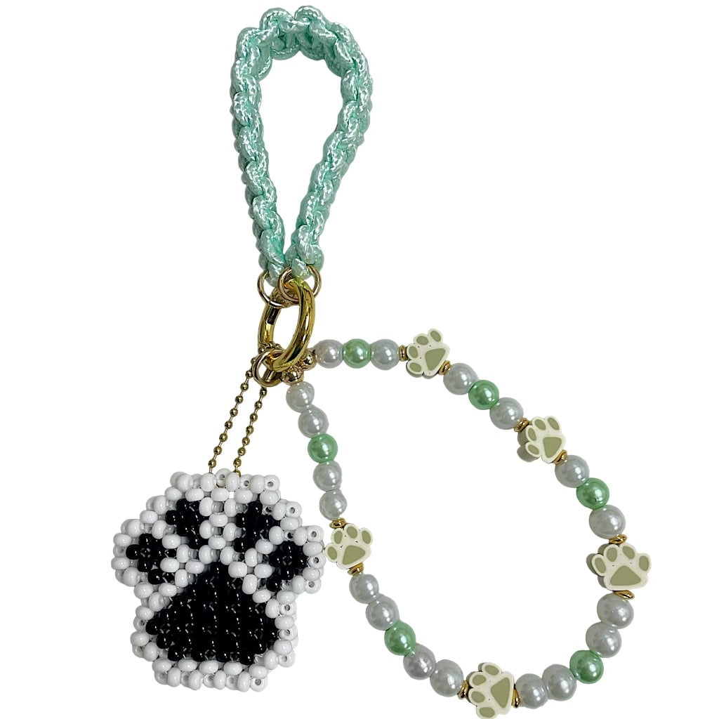 Beaded Paw Print Bag Charm