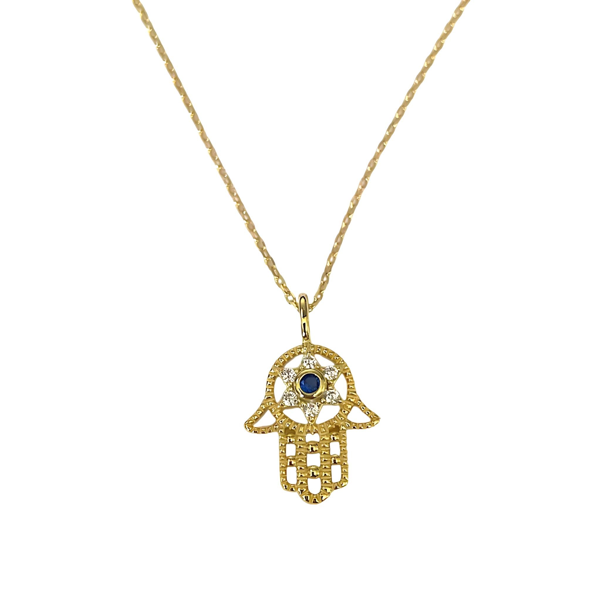 Delicate Hamsa & CZ Jewish Star Necklace