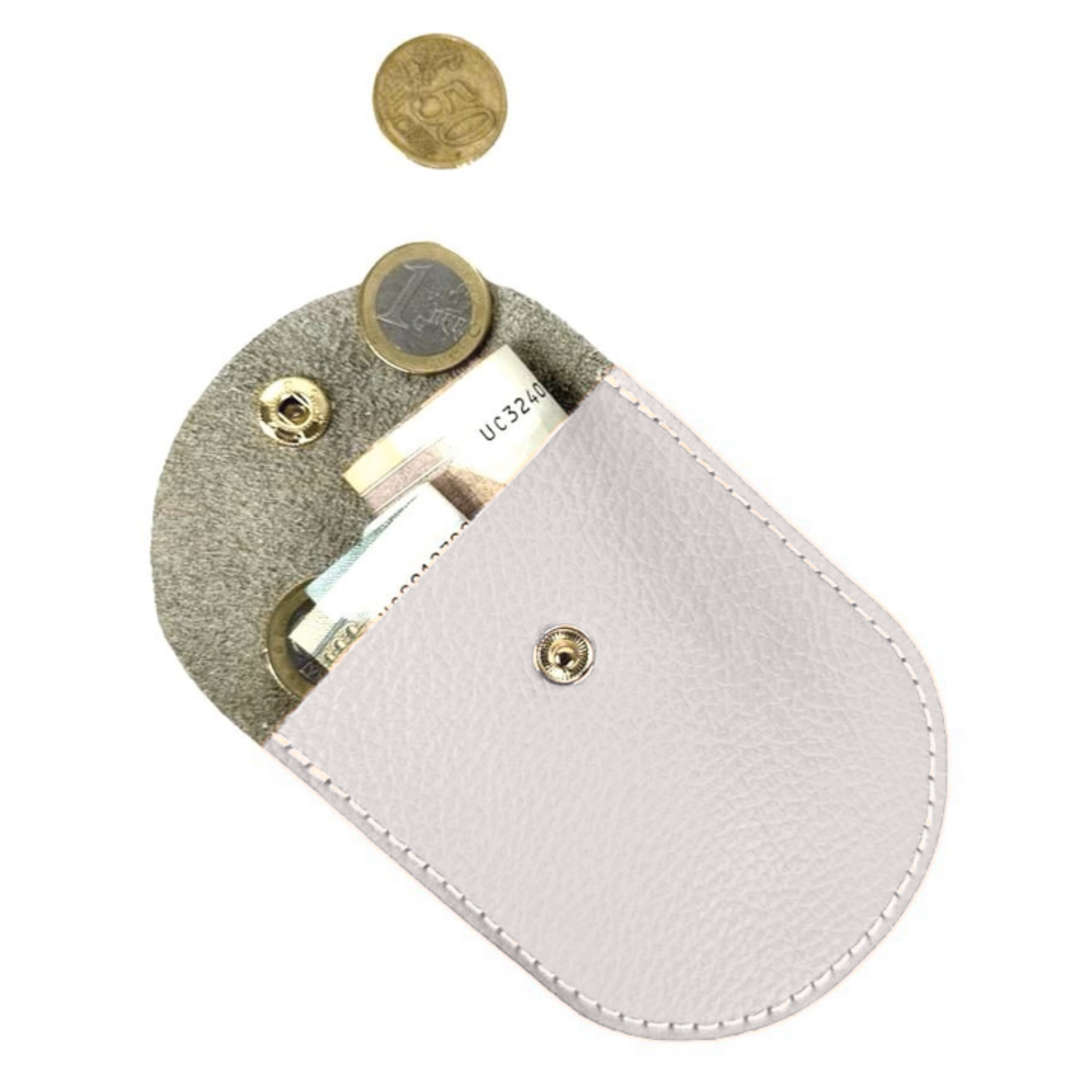 Women's Compact Leather Wallet with Button Closure