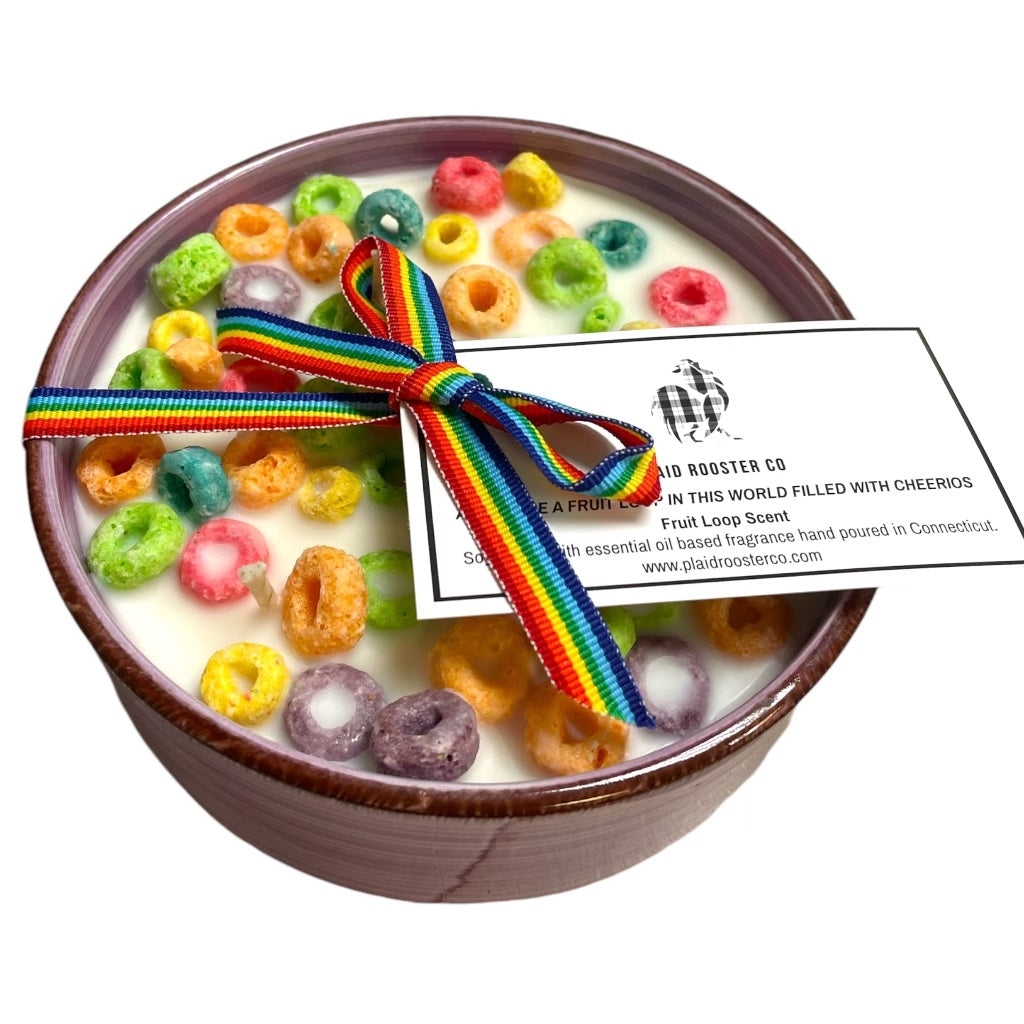 Fruit Loop Soy Candle in Reusable Ceramic Cereal Bowl