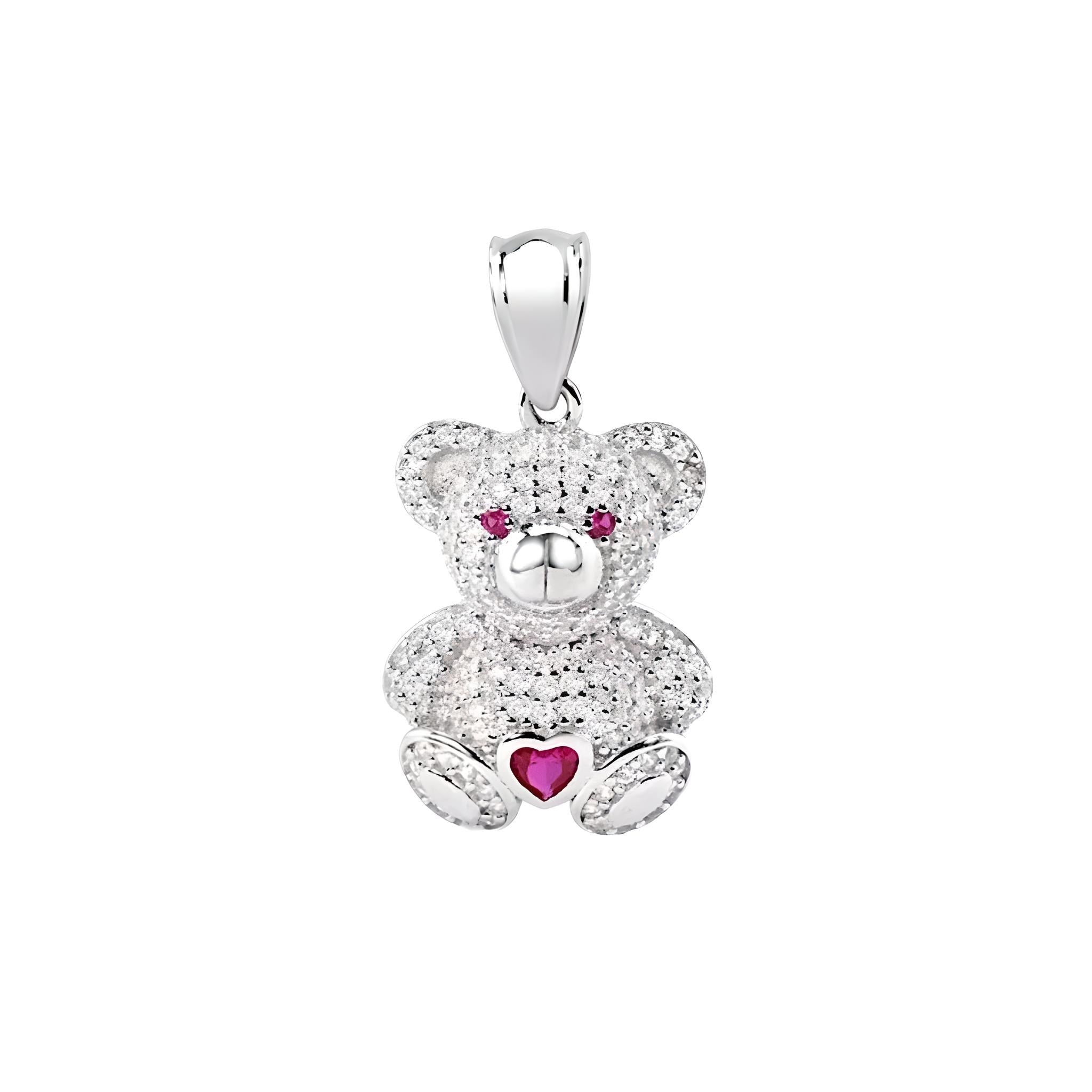 14K Gold CZ Teddy Bear Charm