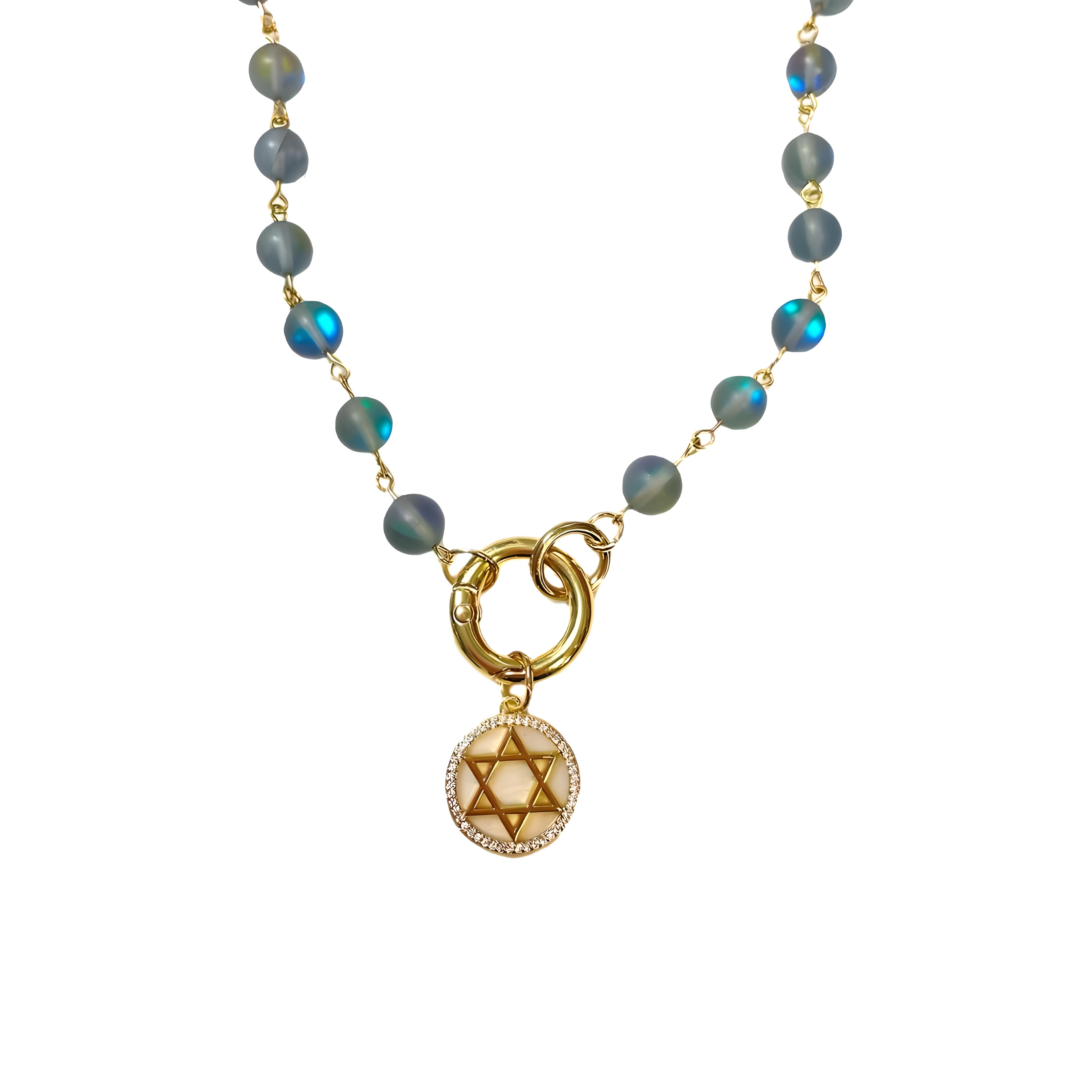 Star of David Moonstone Necklaces