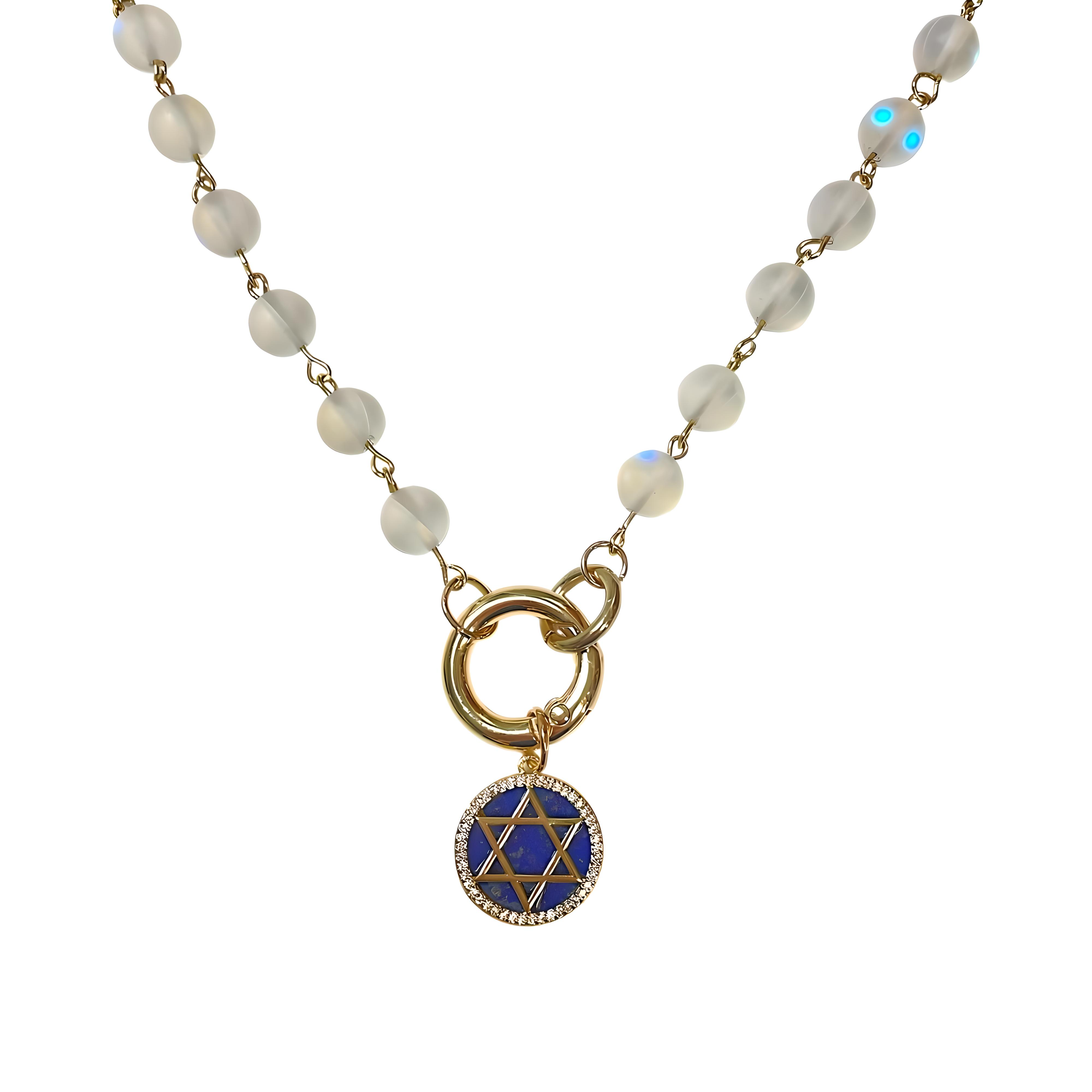 Star of David Moonstone Necklaces