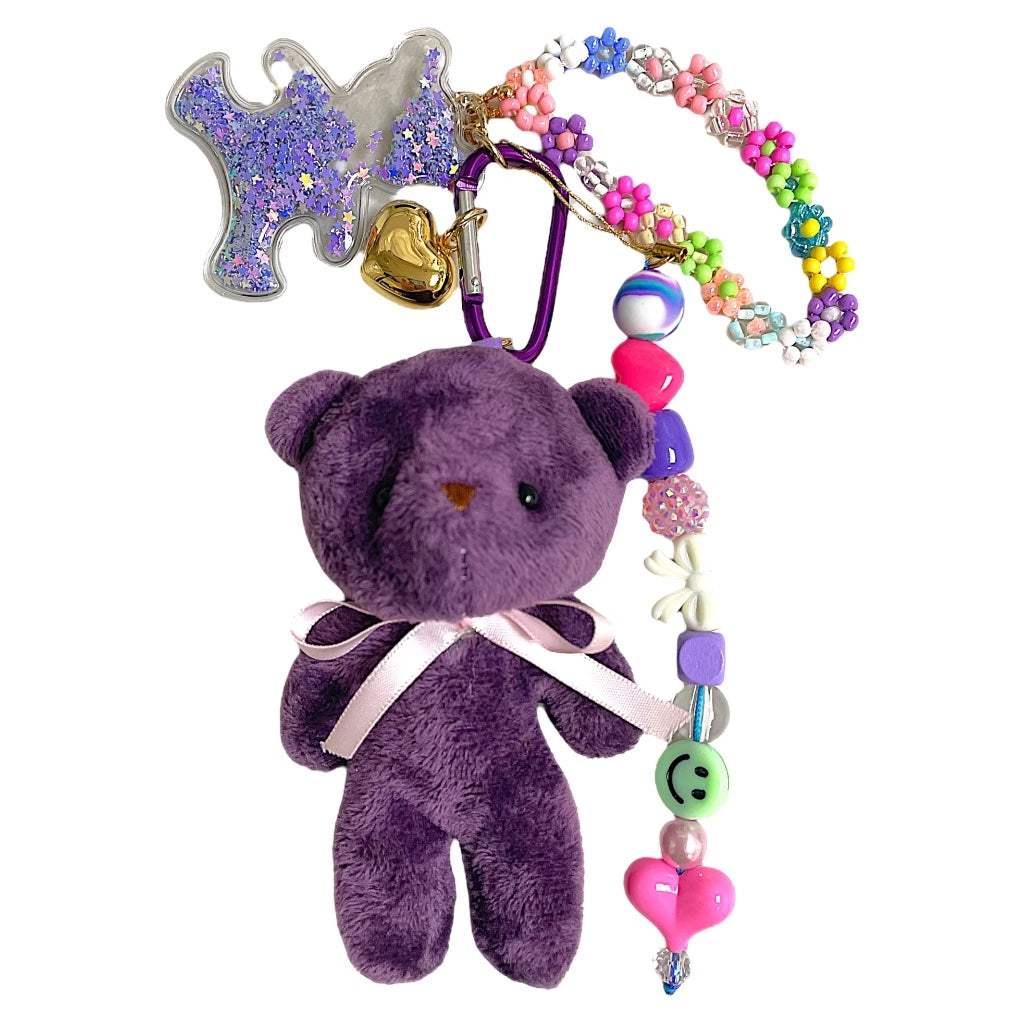 Plush Teddy Bear Beaded Bag Charms