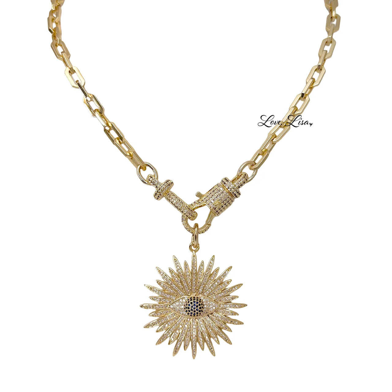 Elaine Elegant Flower Evil Eye Necklace