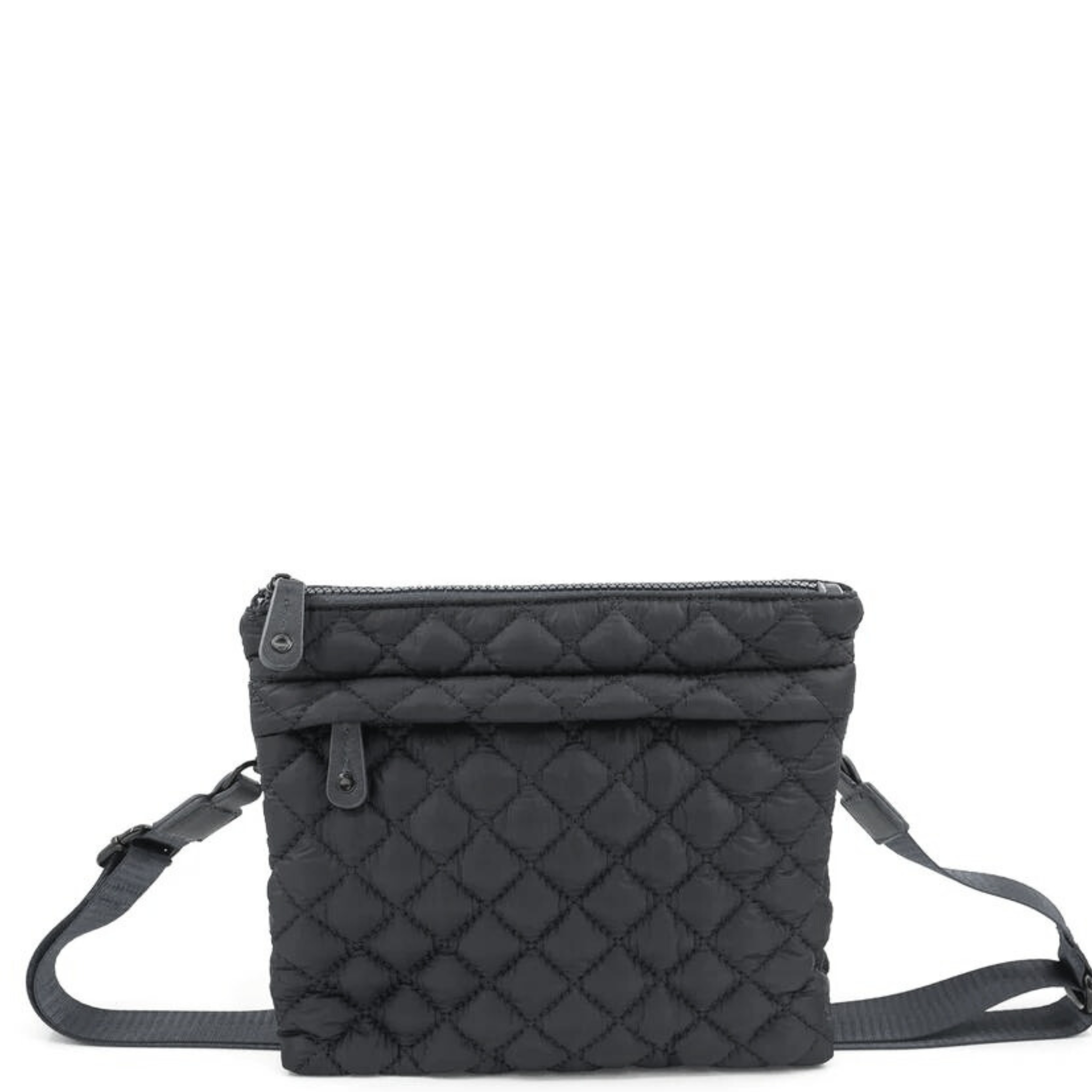 N/S Quilted Nylon Crossbody with Outside Pockets