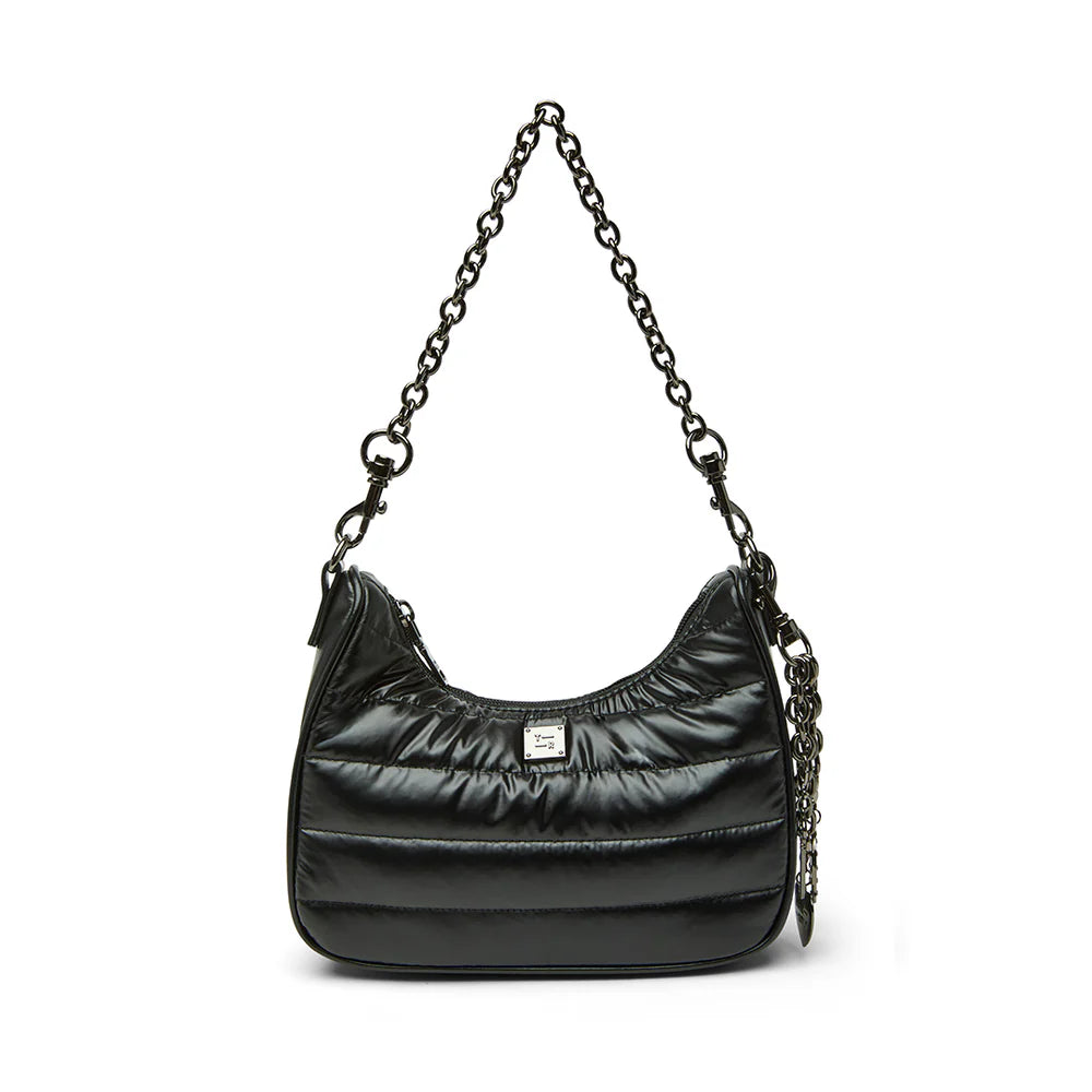 think royln soulmate bag Black handbag with chain strap on a white background
