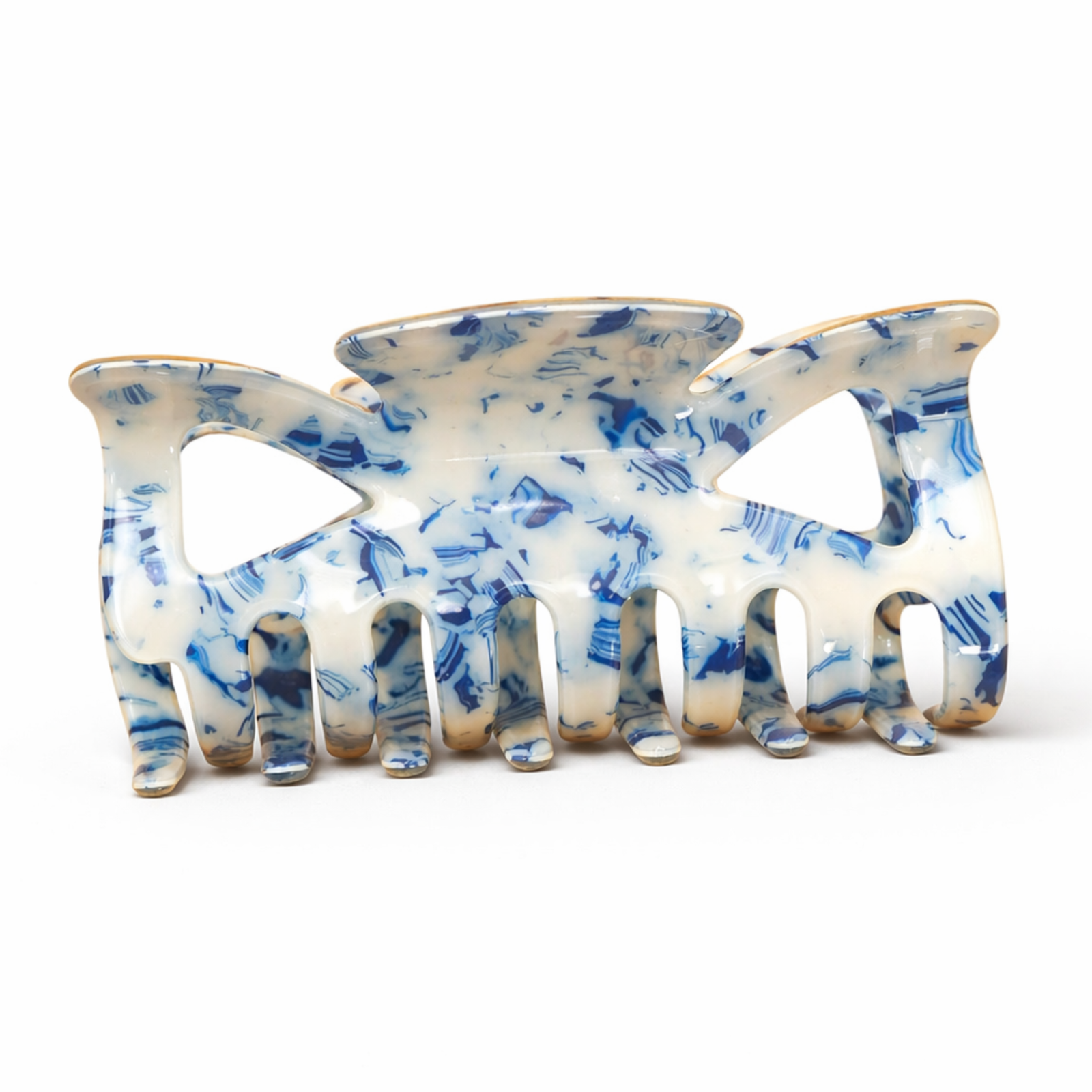 VINTAGE TOILE PATTERN PORCELAIN HAIR CLAW CLIP