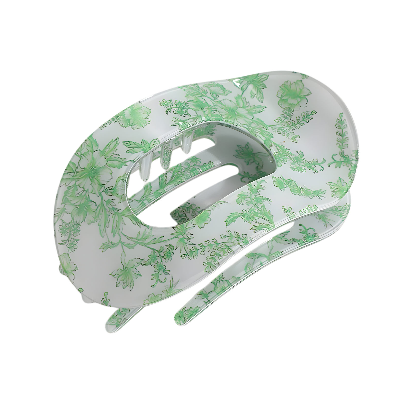 Floral Jumbo Lay Flat Oval Hair Claw Clip