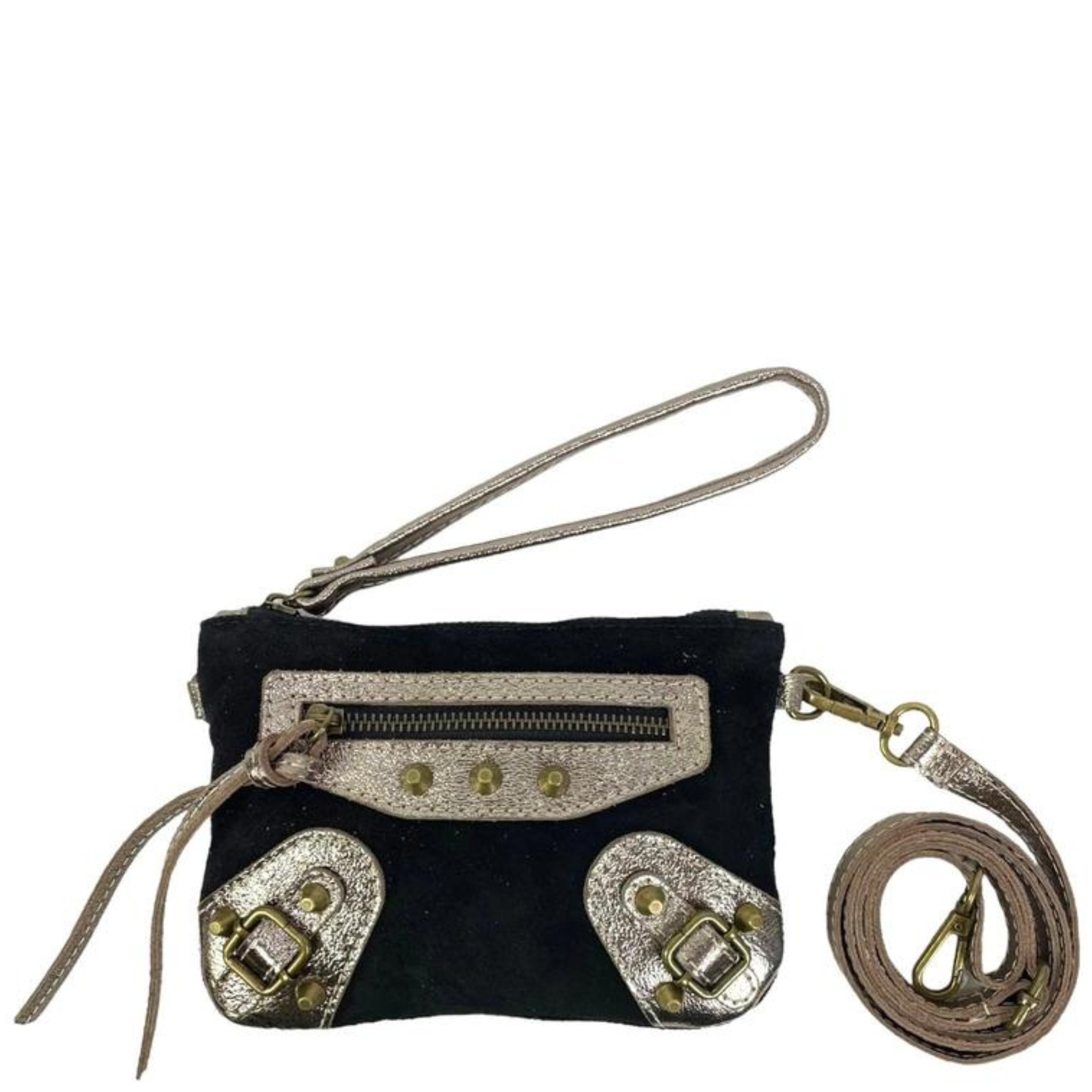 Suede Leather Wristlet with Decorative Studs