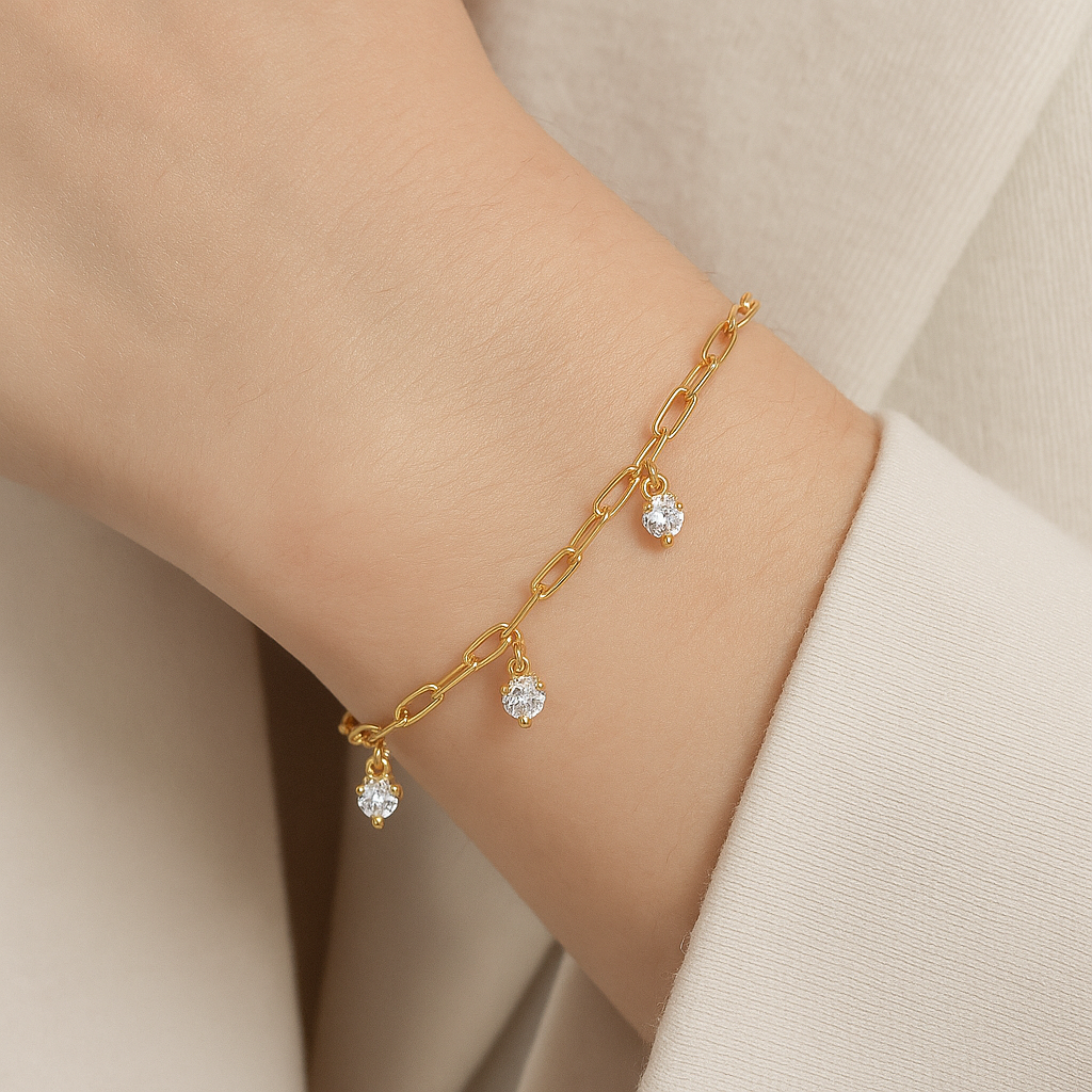 CZ Diamond Style Link Bracelet