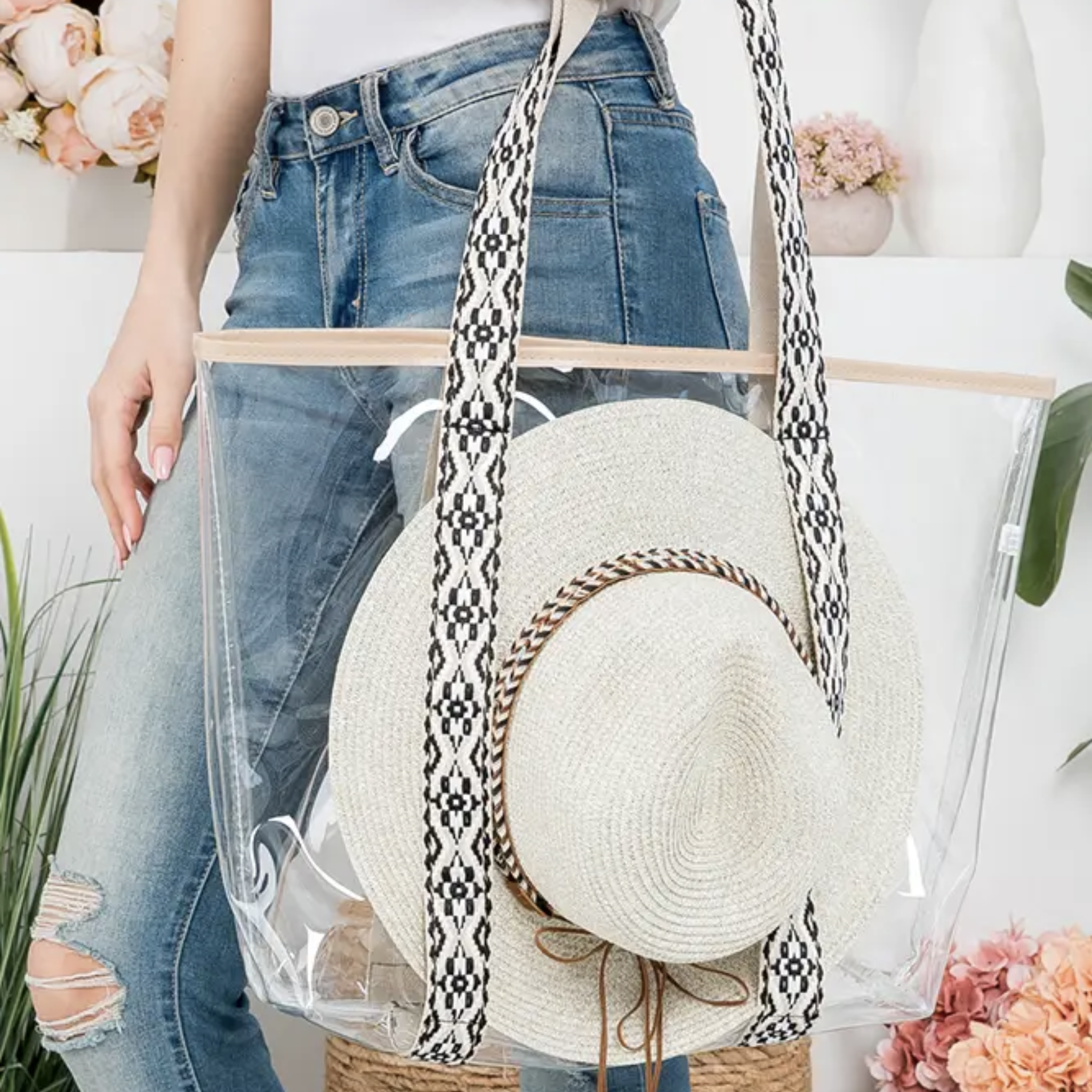 Hat Carrying Clear Tote Bag