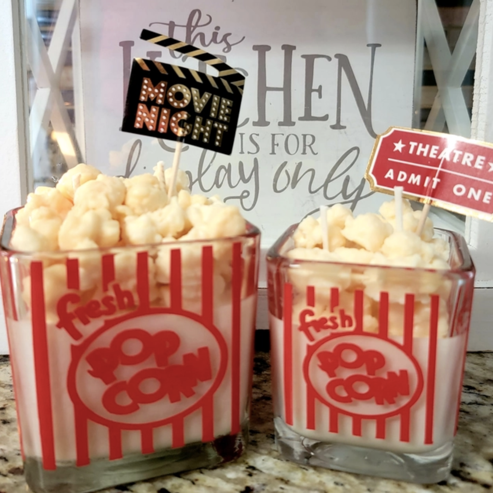 Popcorn theme scented soy wax candles
