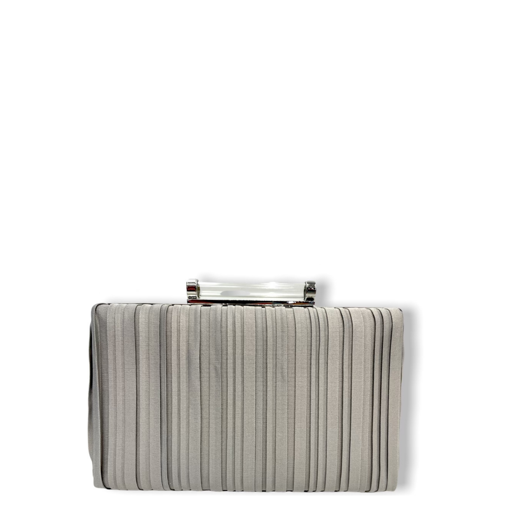Pleated Soft Nappa Clutch with Lucite Clasp