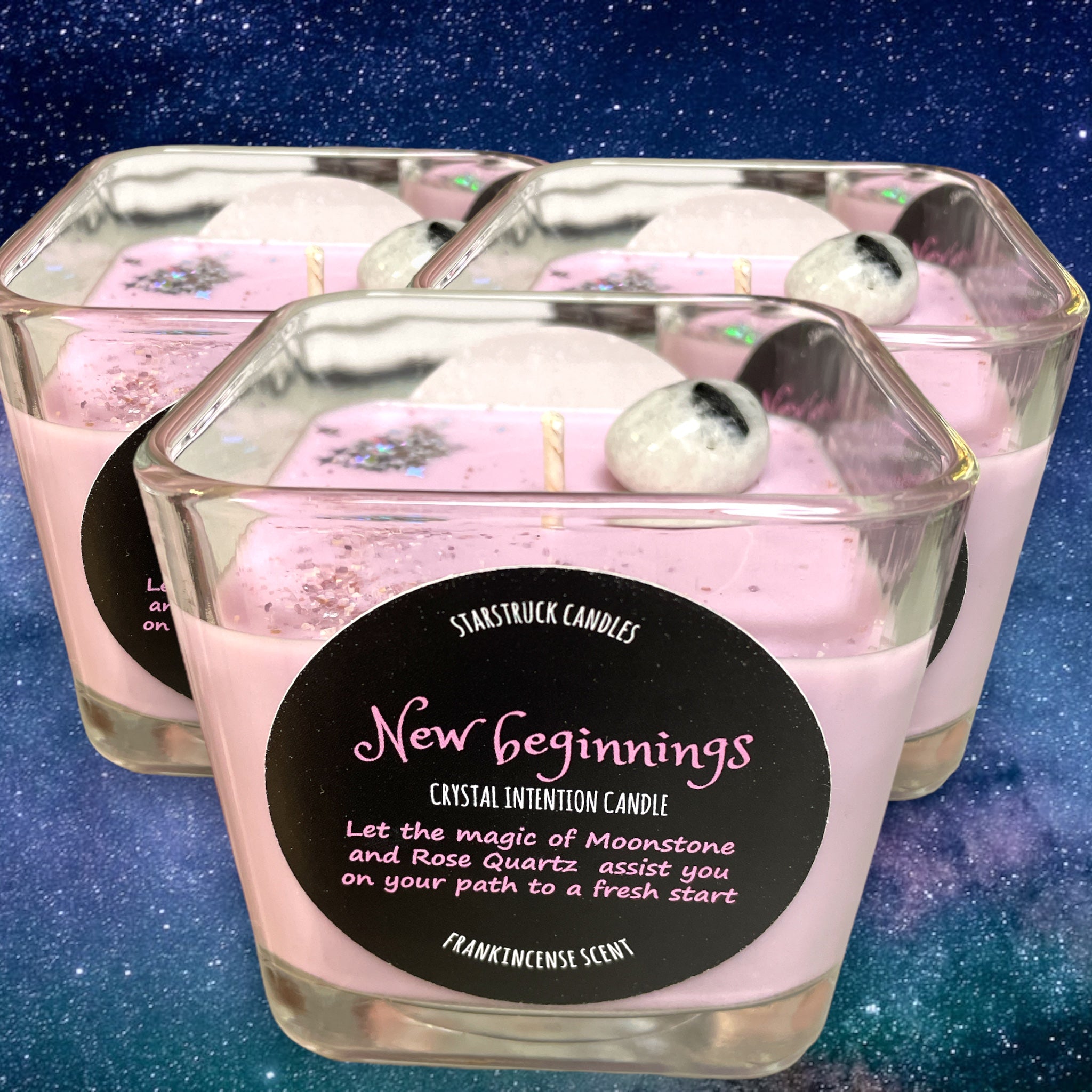 New Beginnings Crystal intention candle